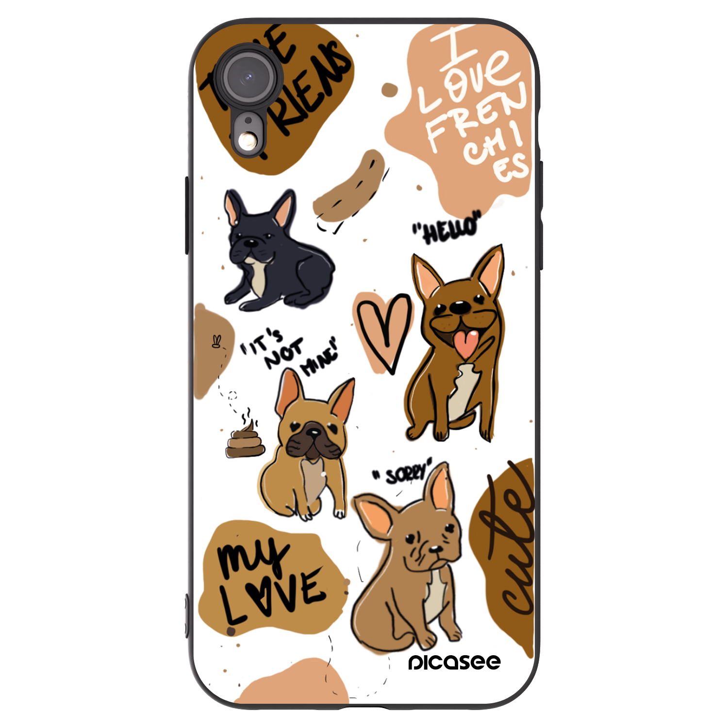 Picasee silikonový černý obal pro Apple iPhone XR - Frenchies