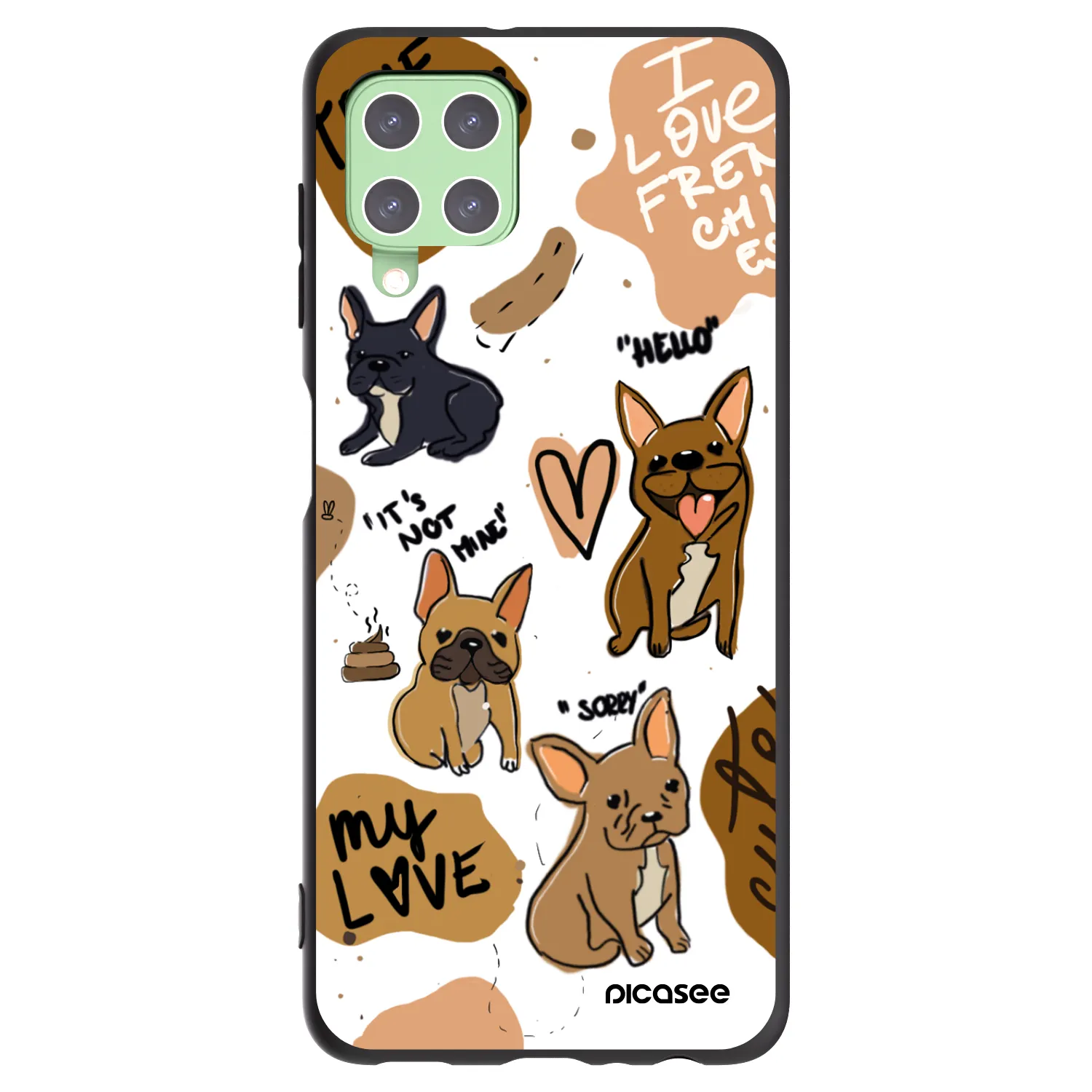 Picasee silikonový černý obal pro Samsung Galaxy A22 A225F 4G - Frenchies