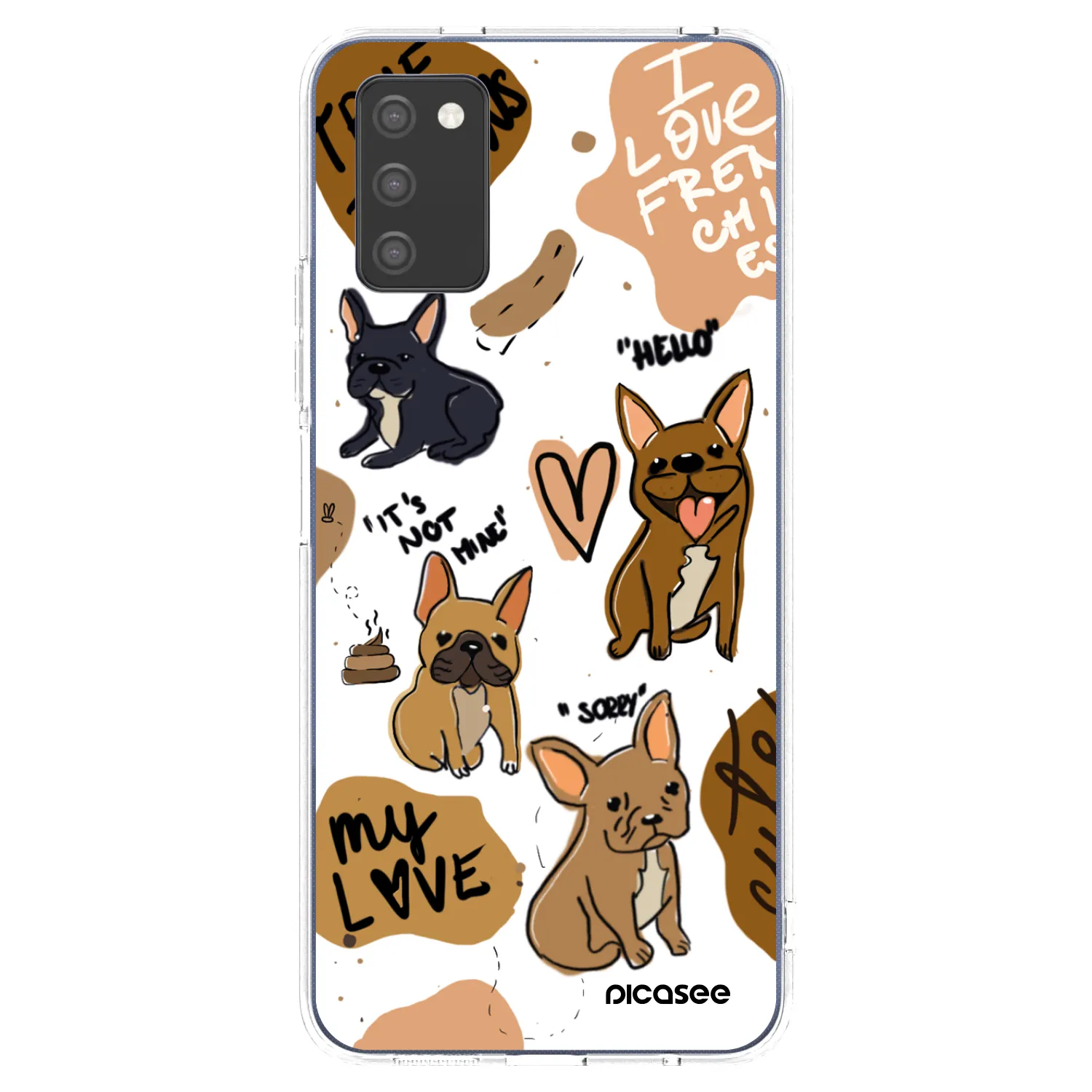 Picasee silikonový průhledný obal pro Samsung Galaxy A03s A037G - Frenchies