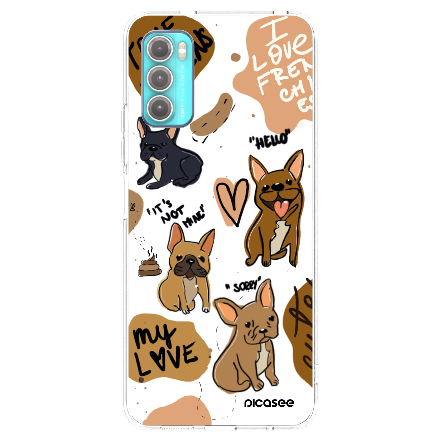 Picasee silikonový průhledný obal pro Motorola Moto G60 - Frenchies