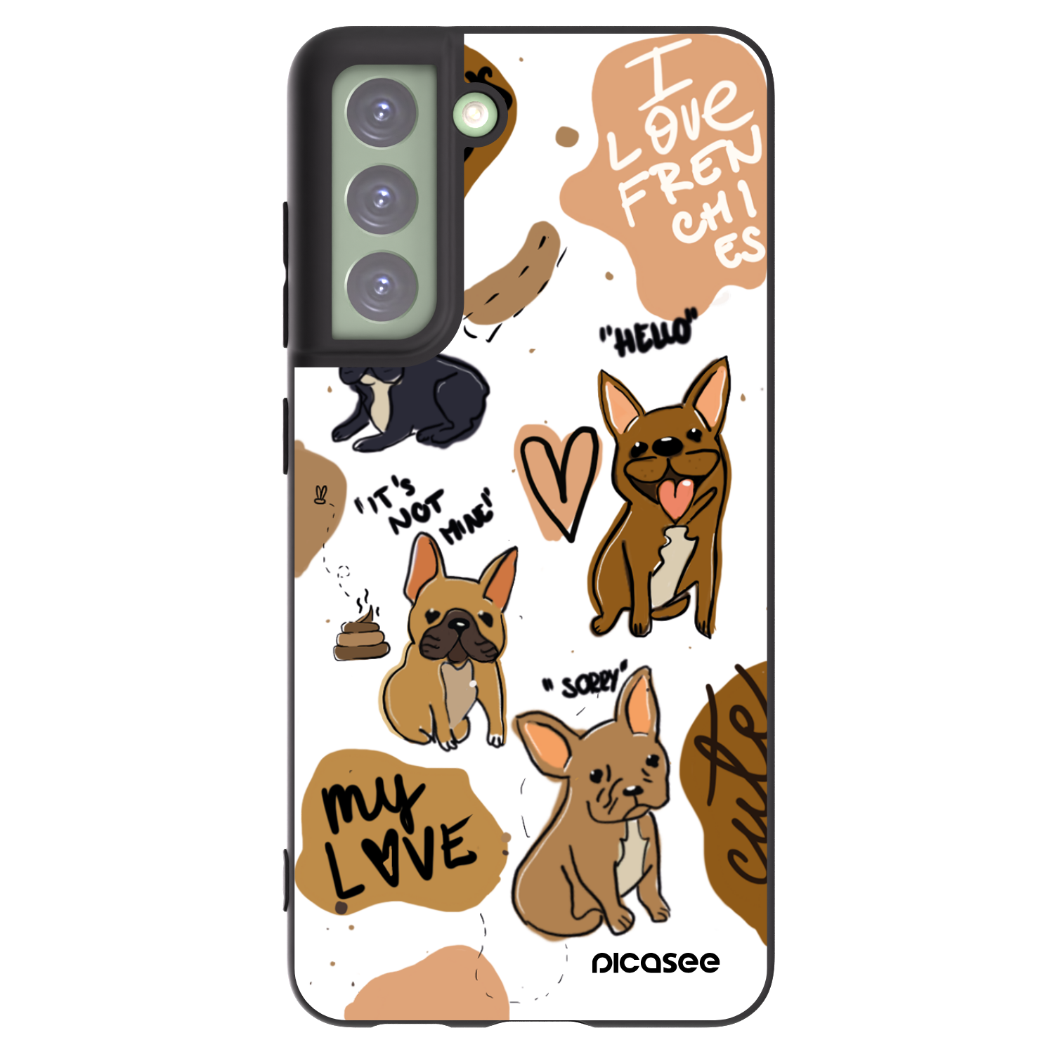 Picasee silikonový černý obal pro Samsung Galaxy S21 FE 5G - Frenchies