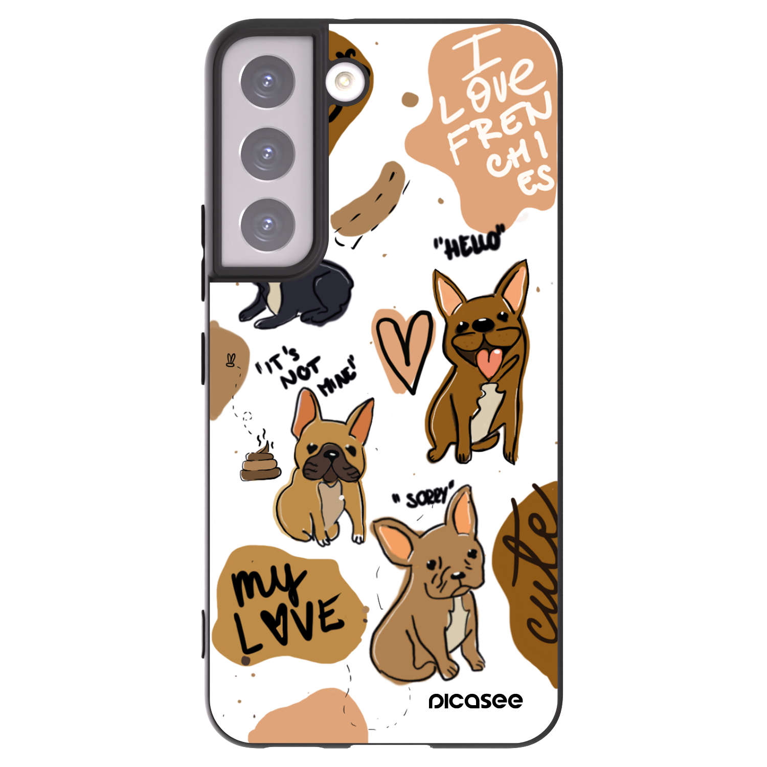 Picasee silikonový černý obal pro Samsung Galaxy S22 5G - Frenchies