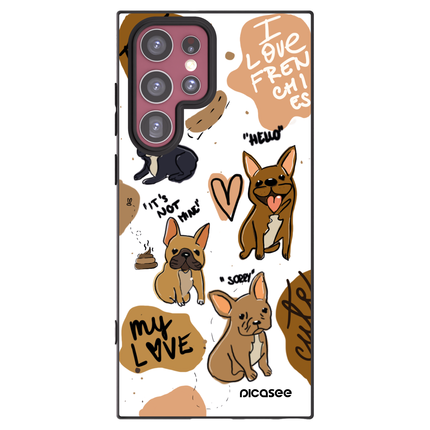 Picasee silikonový černý obal pro Samsung Galaxy S22 Ultra 5G - Frenchies