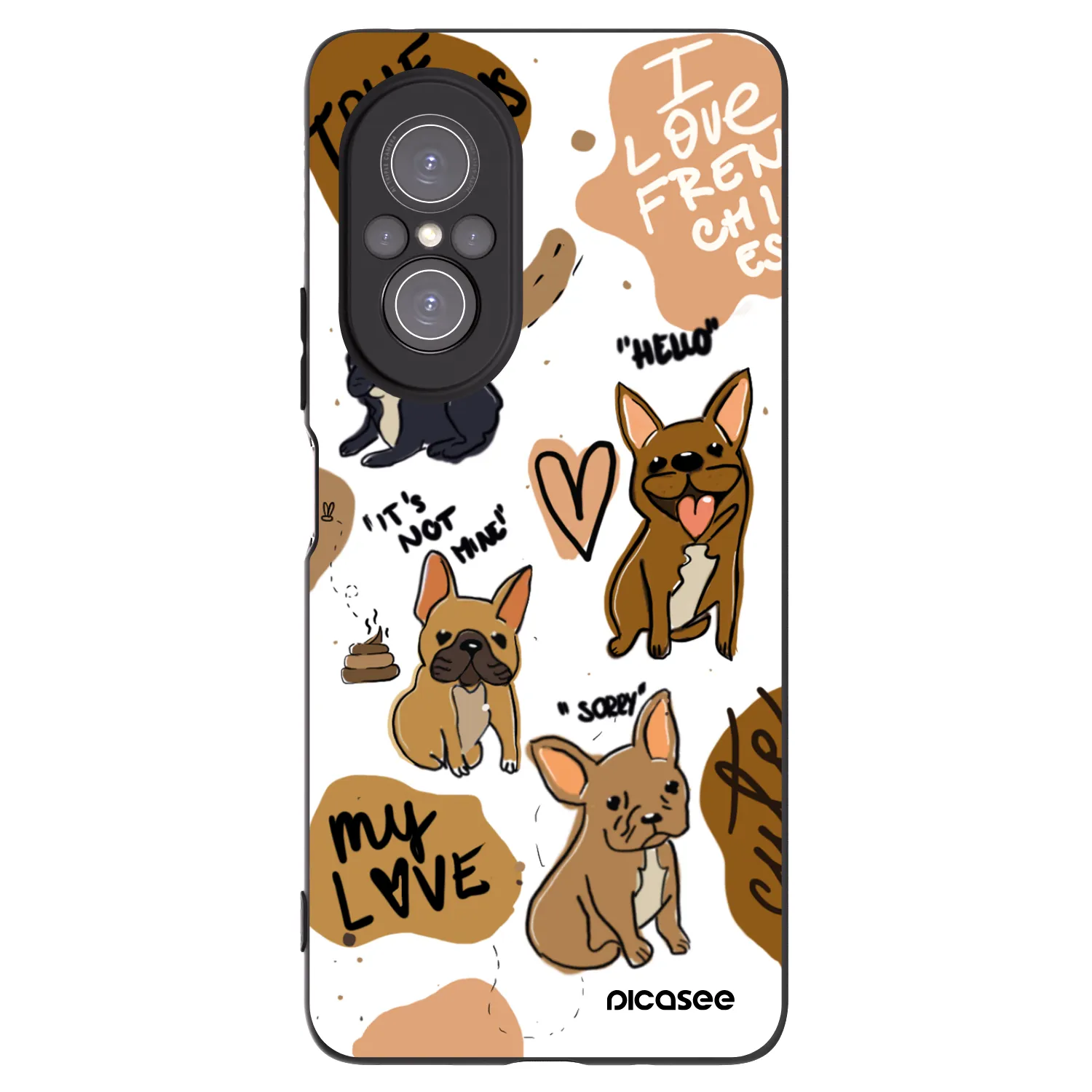 Picasee silikonový černý obal pro Huawei Nova 9 SE - Frenchies