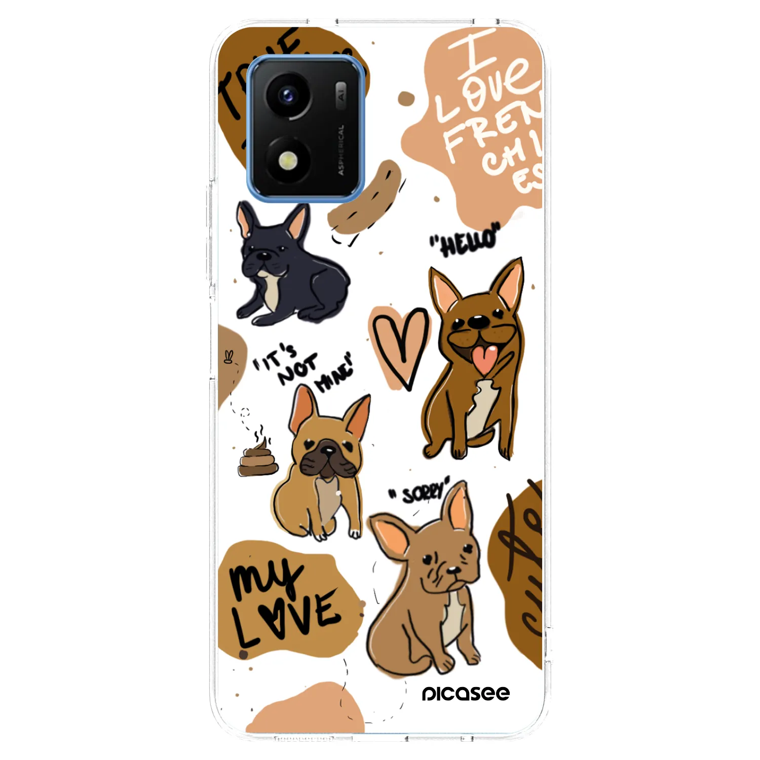 Picasee silikonový průhledný obal pro Vivo Y01 - Frenchies
