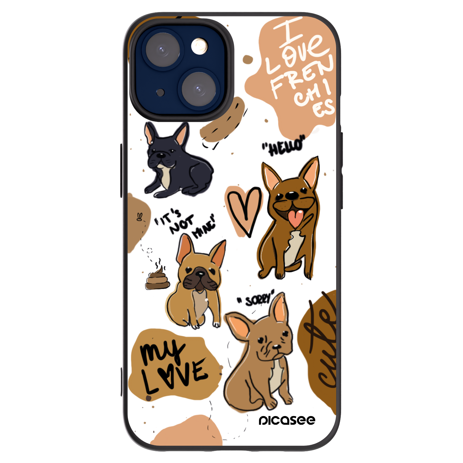 Picasee silikonový černý obal pro Apple iPhone 14 - Frenchies