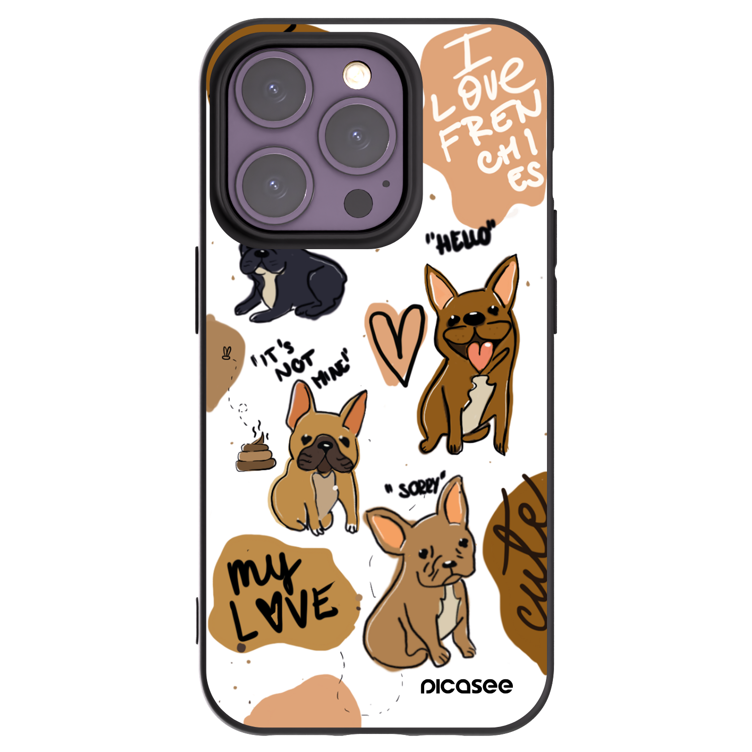 Picasee silikonový černý obal pro Apple iPhone 14 Pro - Frenchies