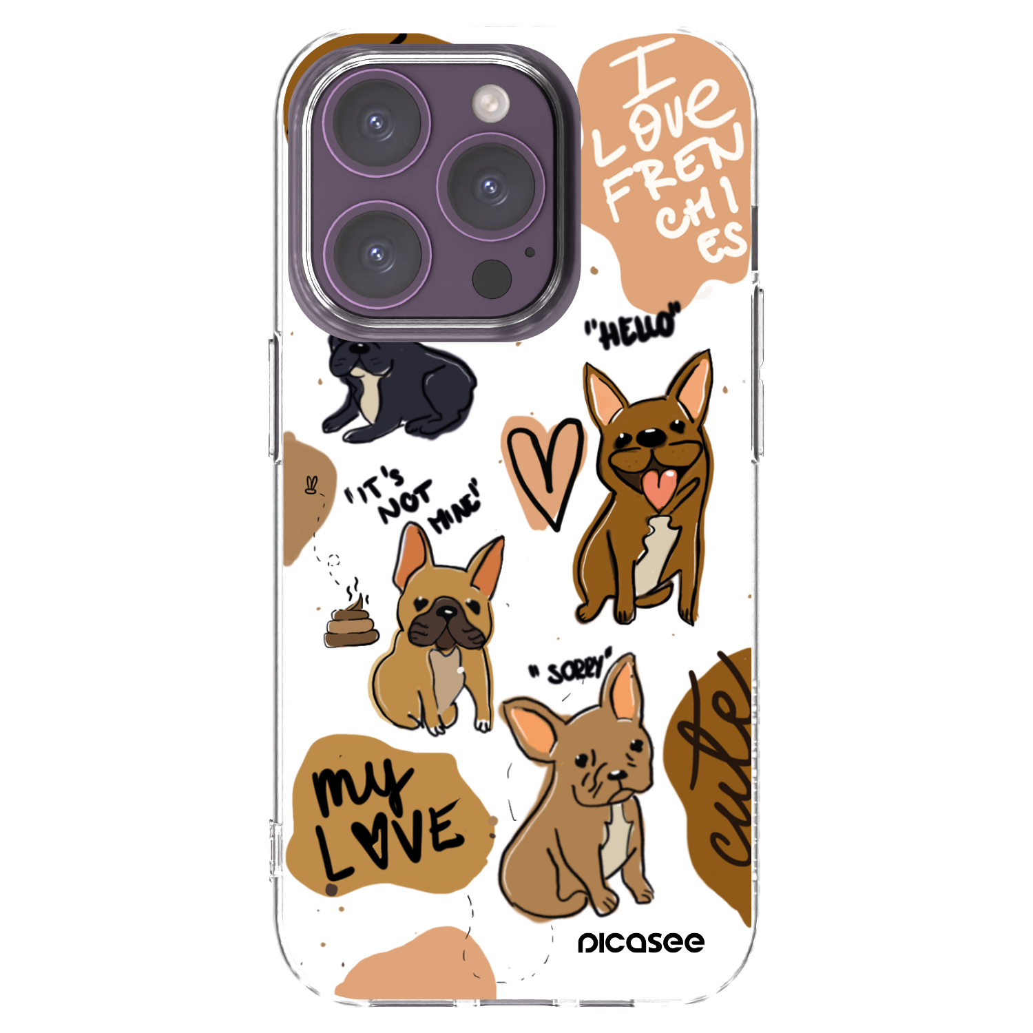 Picasee silikonový průhledný obal pro Apple iPhone 14 Pro - Frenchies