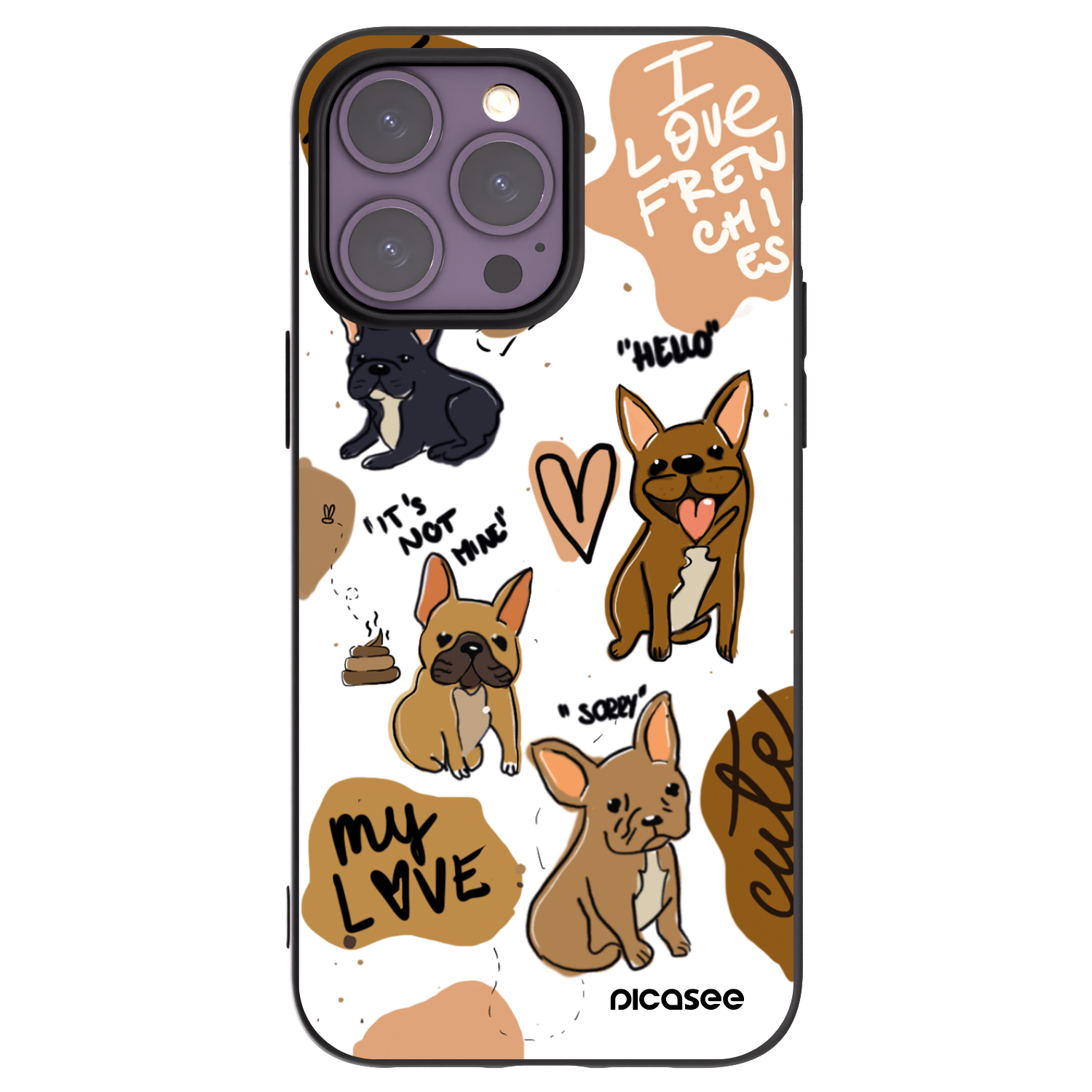 Picasee silikonový černý obal pro Apple iPhone 14 Pro Max - Frenchies