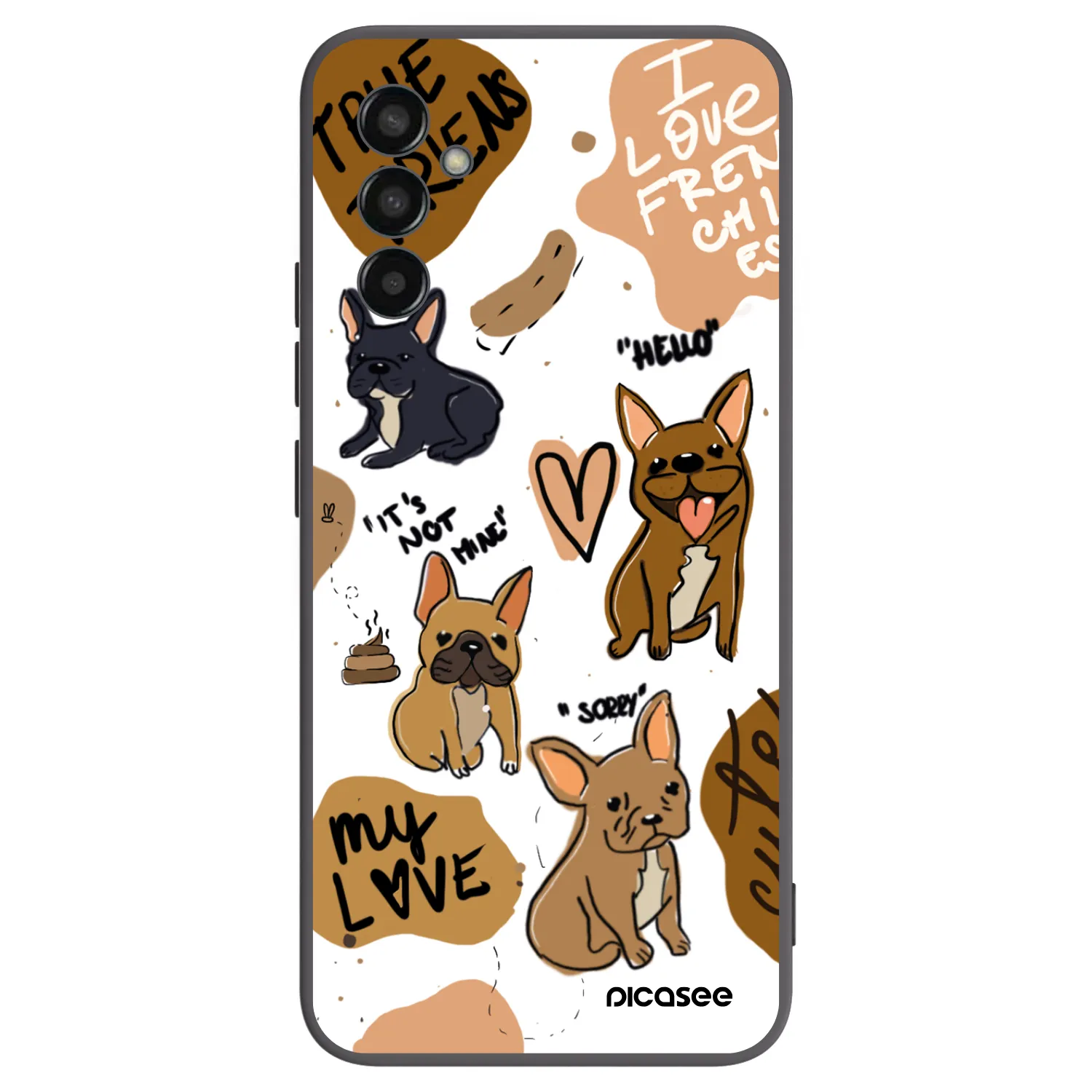 Picasee silikonový černý obal pro Samsung Galaxy M13 M135F - Frenchies