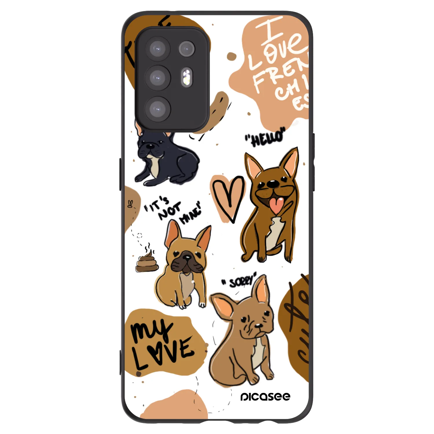Picasee silikonový černý obal pro OPPO A94 5G - Frenchies