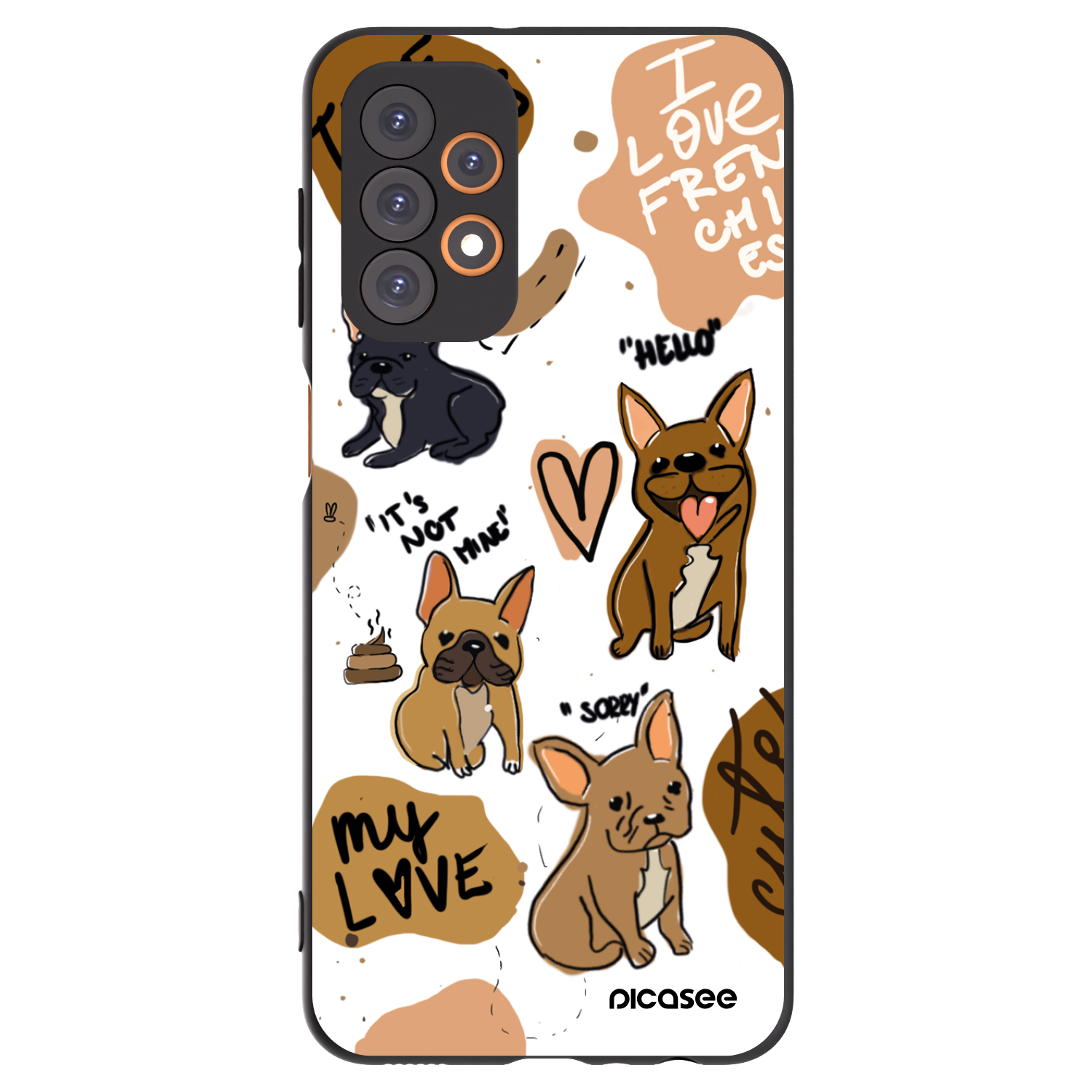 Picasee silikonový černý obal pro Samsung Galaxy A23 A236B 5G - Frenchies