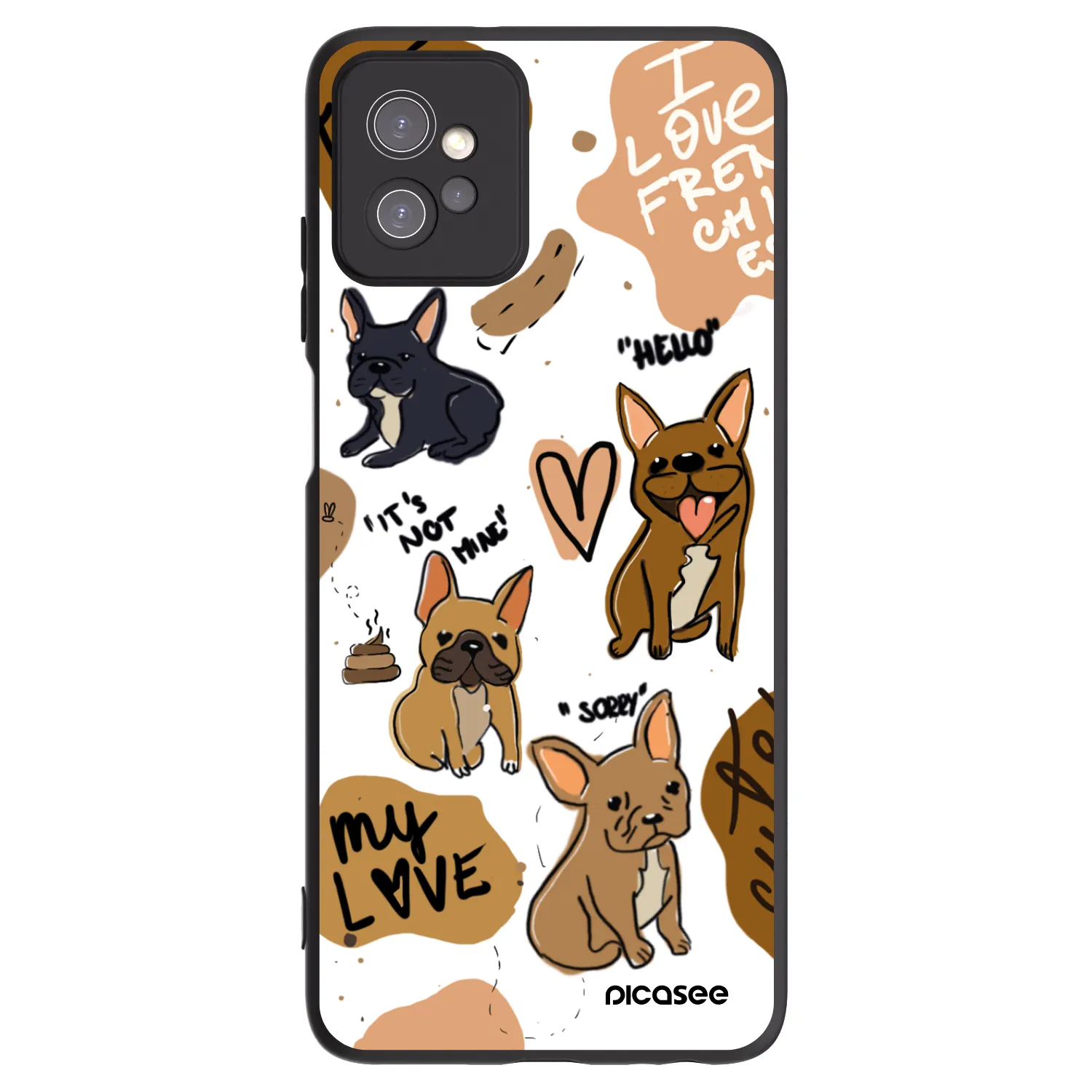 Picasee silikonový černý obal pro Motorola Moto G32 - Frenchies