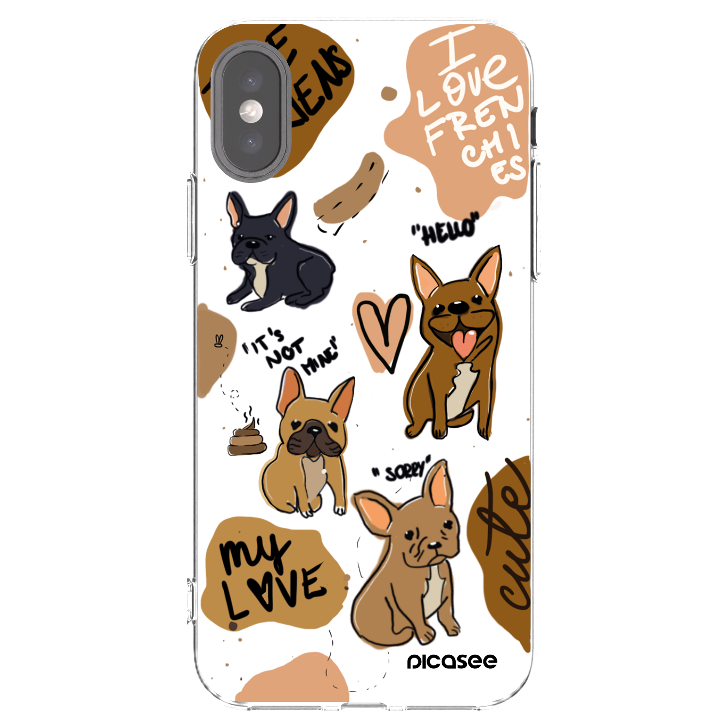 Picasee silikonový průhledný obal pro Apple iPhone X/XS - Frenchies