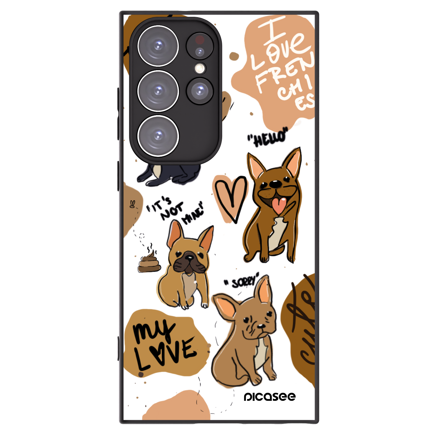 Picasee silikonový černý obal pro Samsung Galaxy S23 Ultra 5G - Frenchies