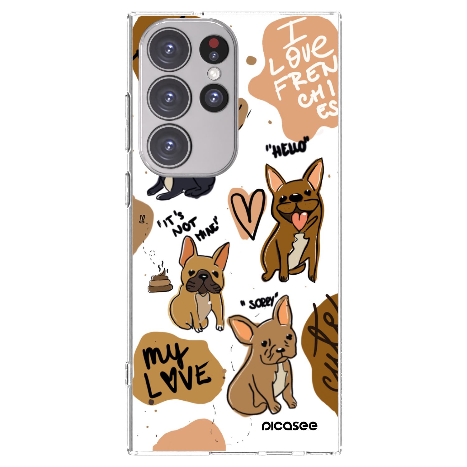 Picasee silikonový průhledný obal pro Samsung Galaxy S23 Ultra 5G - Frenchies
