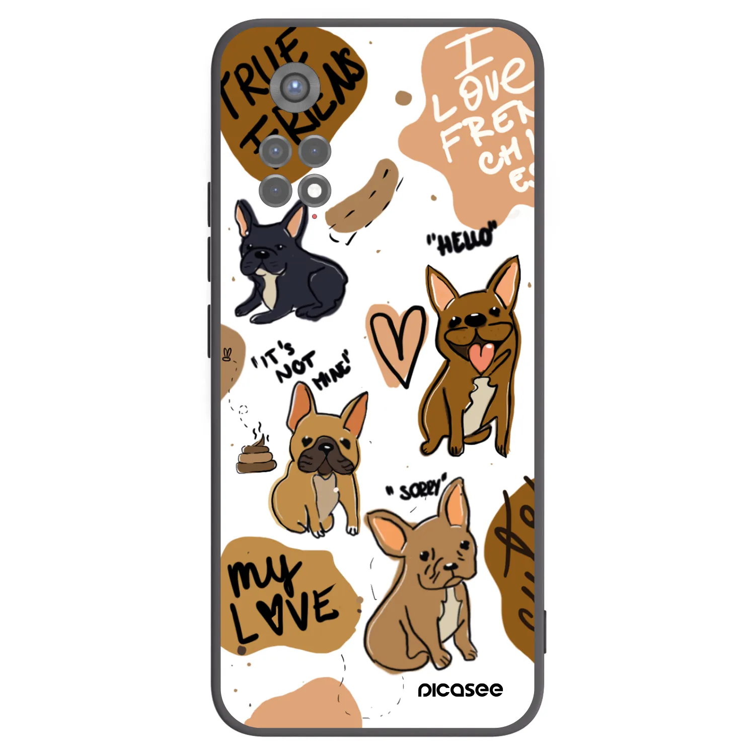 Picasee silikonový černý obal pro Xiaomi Redmi Note 11S 5G - Frenchies