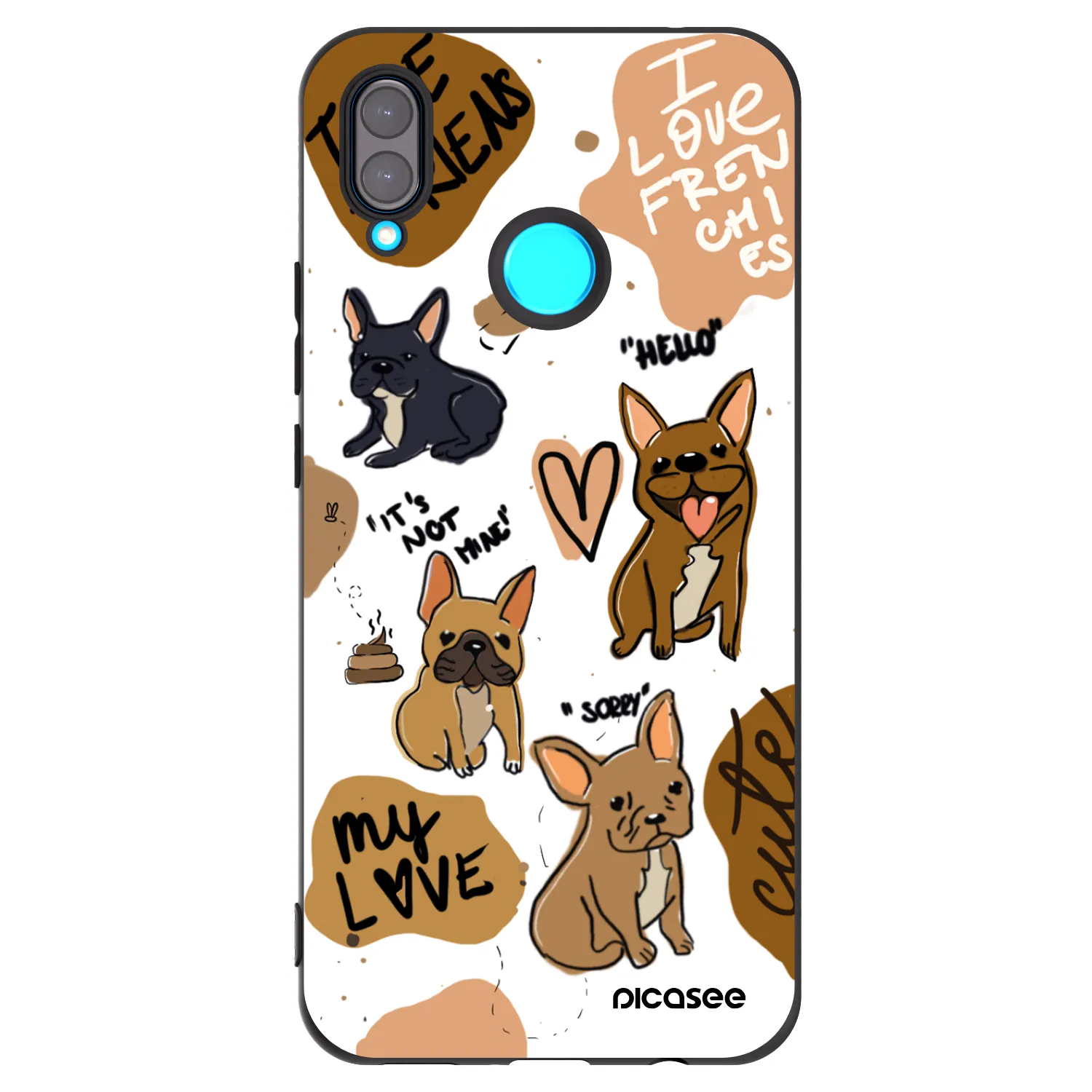 Picasee silikonový černý obal pro Huawei Nova 3i - Frenchies