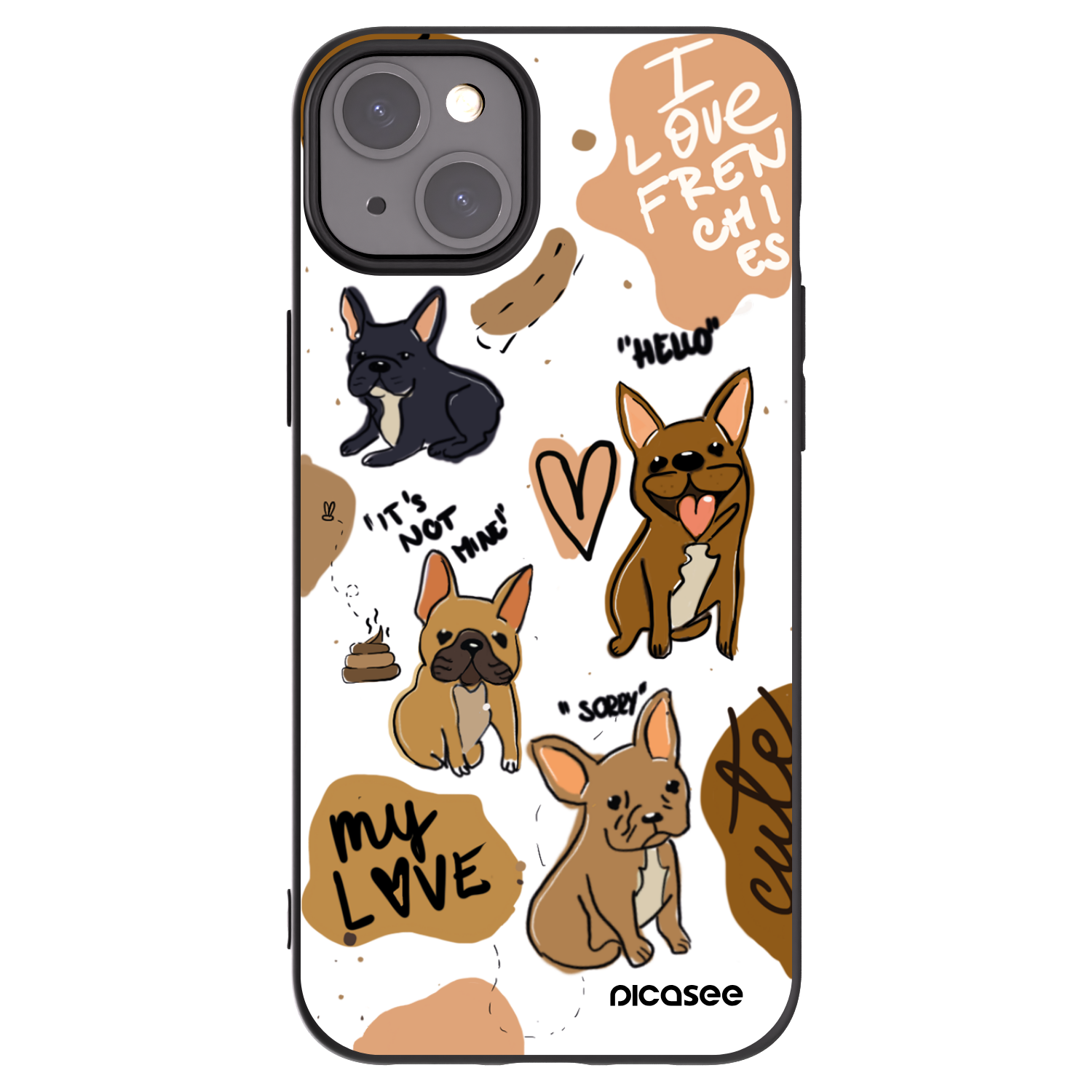 Picasee silikonový černý obal pro Apple iPhone 15 Plus - Frenchies