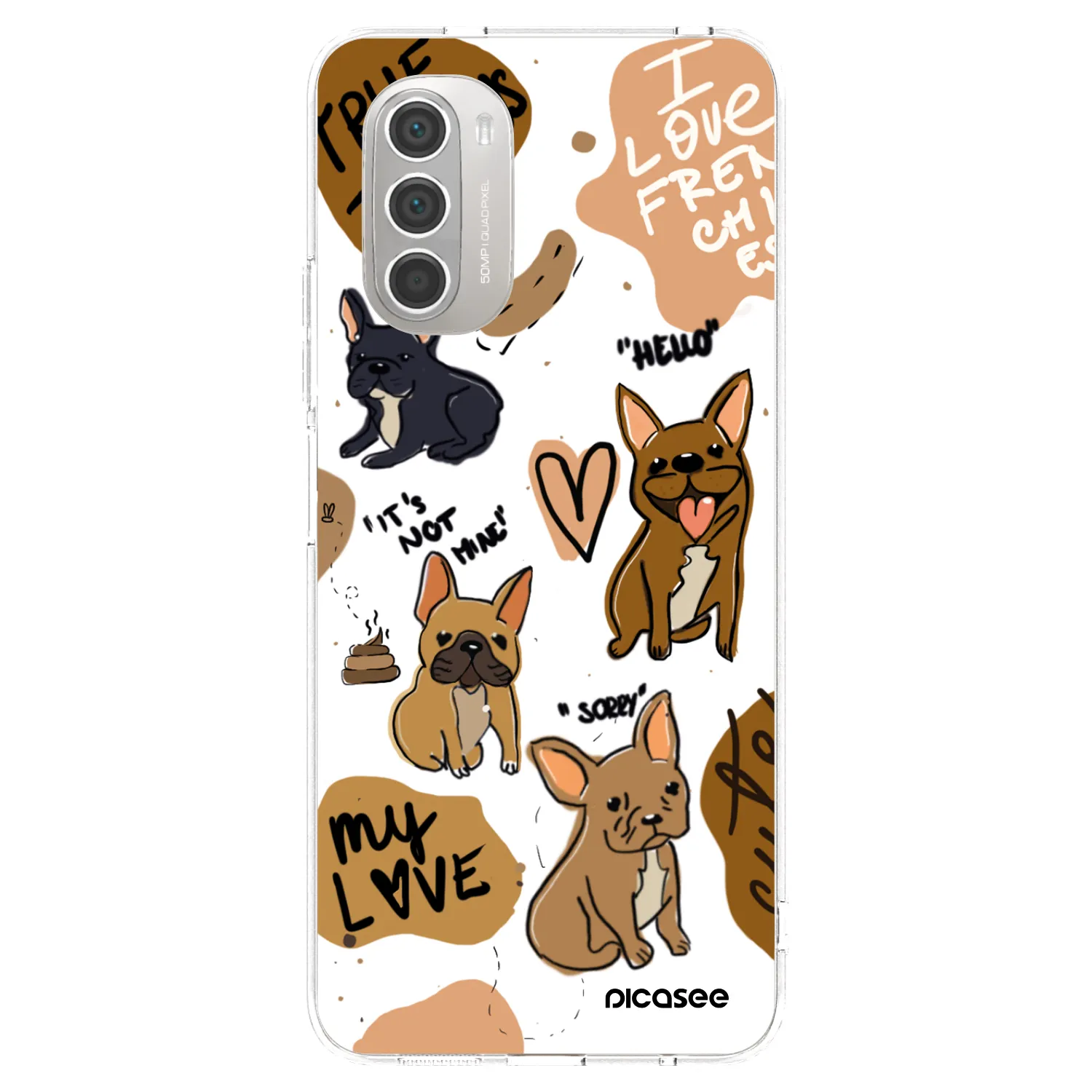 Picasee silikonový průhledný obal pro Motorola Moto G51 - Frenchies