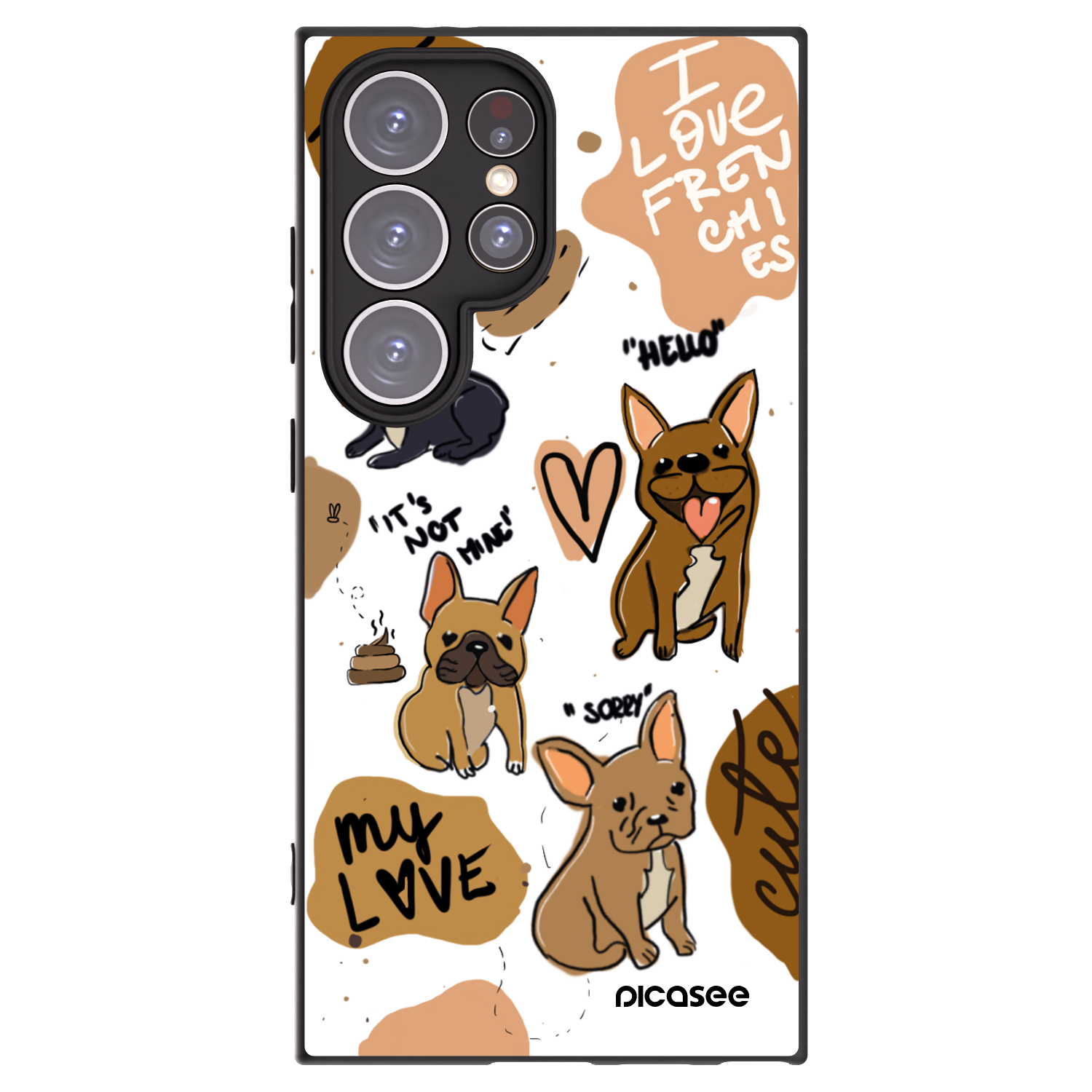 Picasee silikonový černý obal pro Samsung Galaxy S24 Ultra S928B 5G - Frenchies