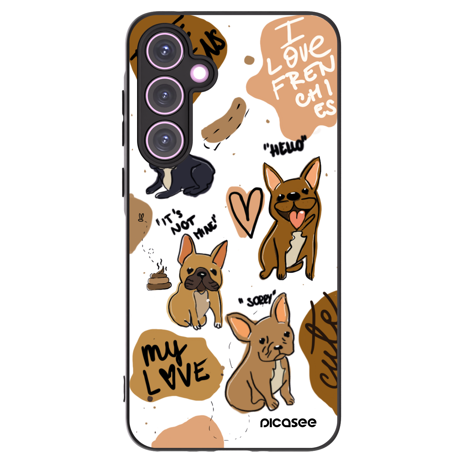 Picasee silikonový černý obal pro Samsung Galaxy A35 5G A356B - Frenchies