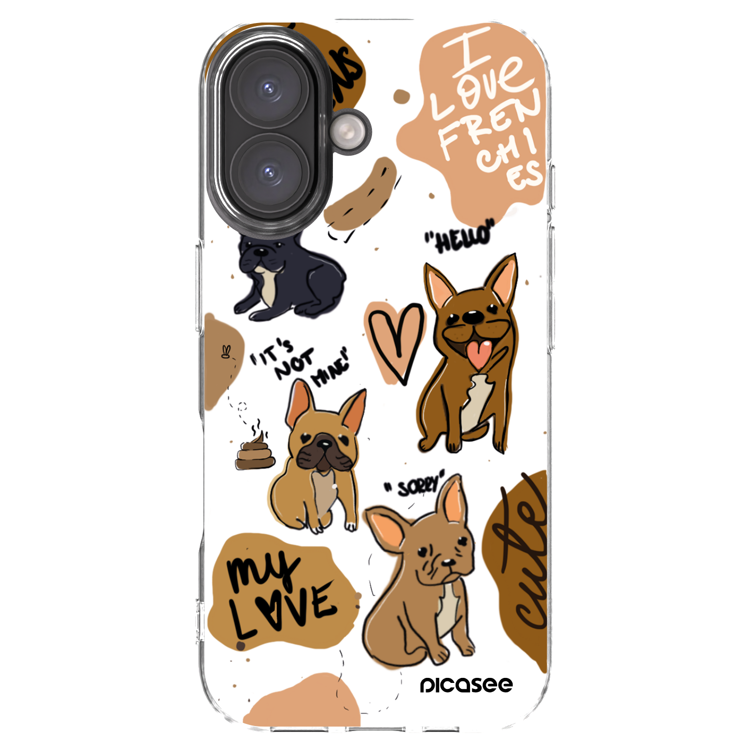 Picasee silikonový průhledný obal pro Apple iPhone 16 - Frenchies