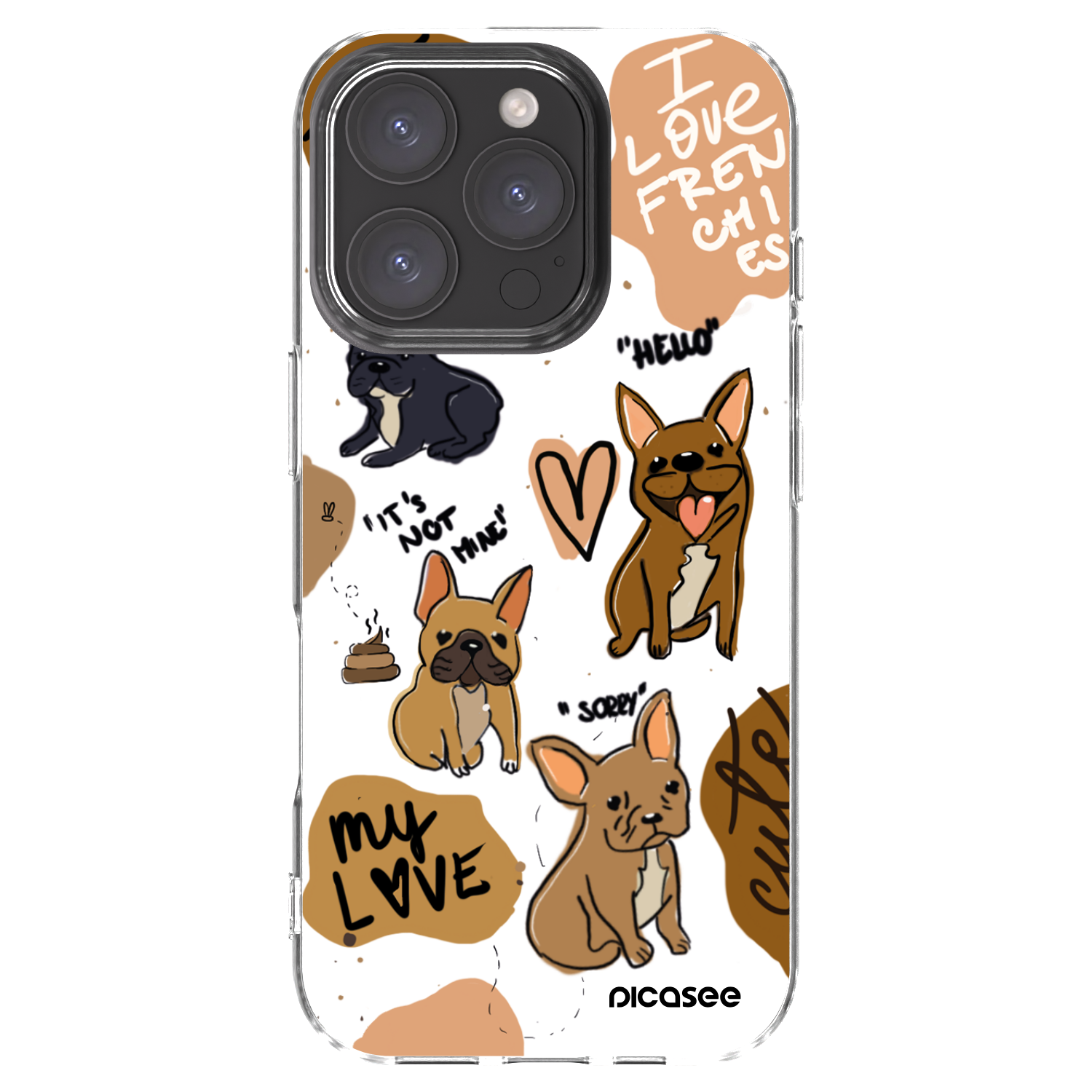 Picasee silikonový průhledný obal pro Apple iPhone 16 Pro - Frenchies