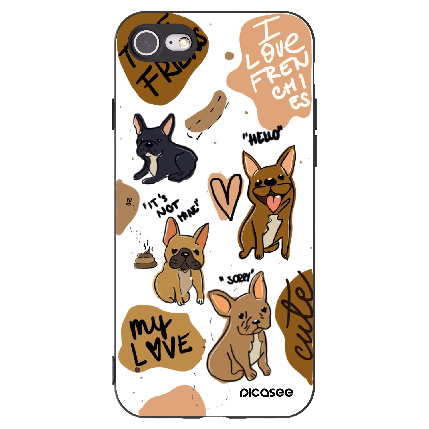 Picasee silikonový černý obal pro Apple iPhone 8 - Frenchies