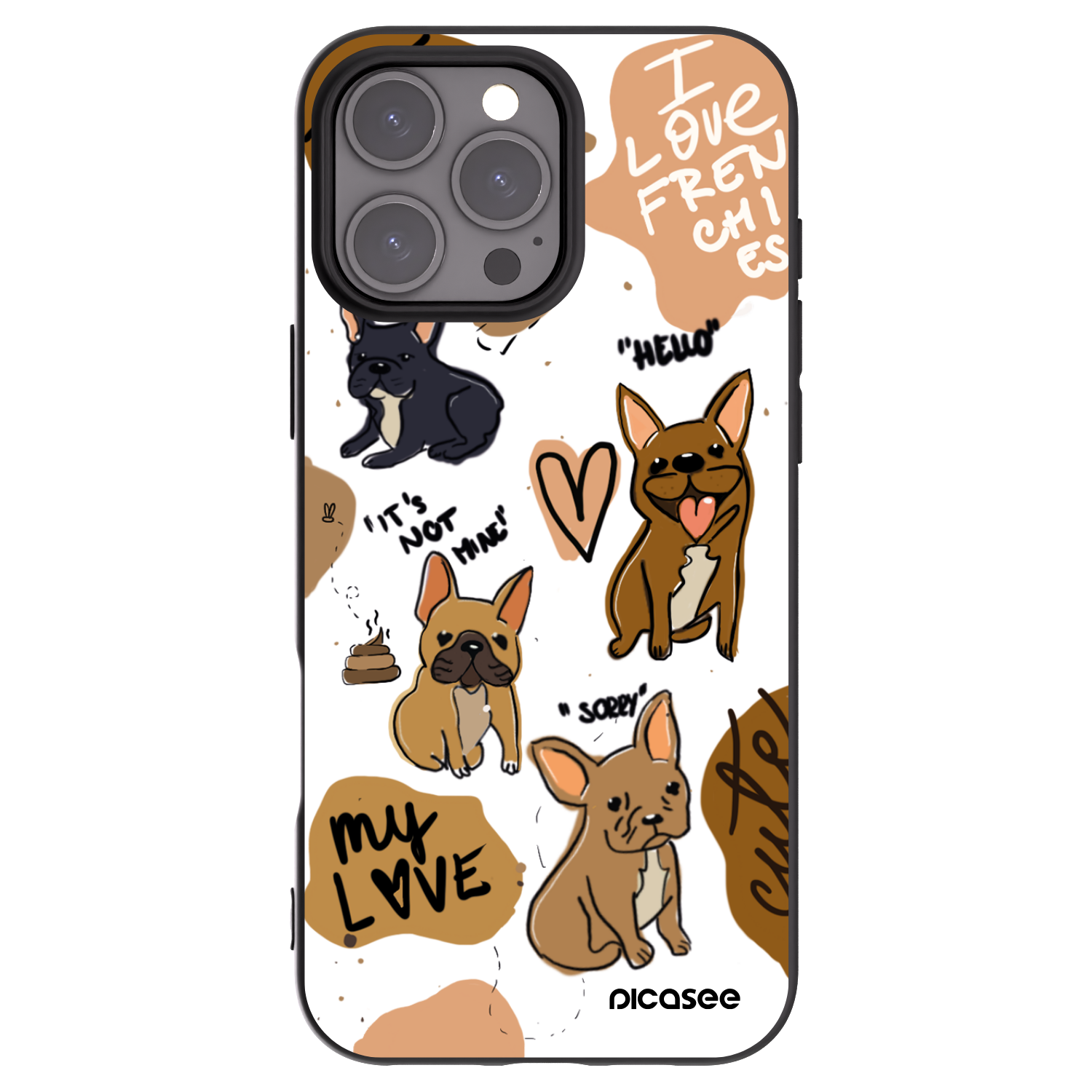 Picasee silikonový černý obal pro Apple iPhone 16 Pro Max - Frenchies