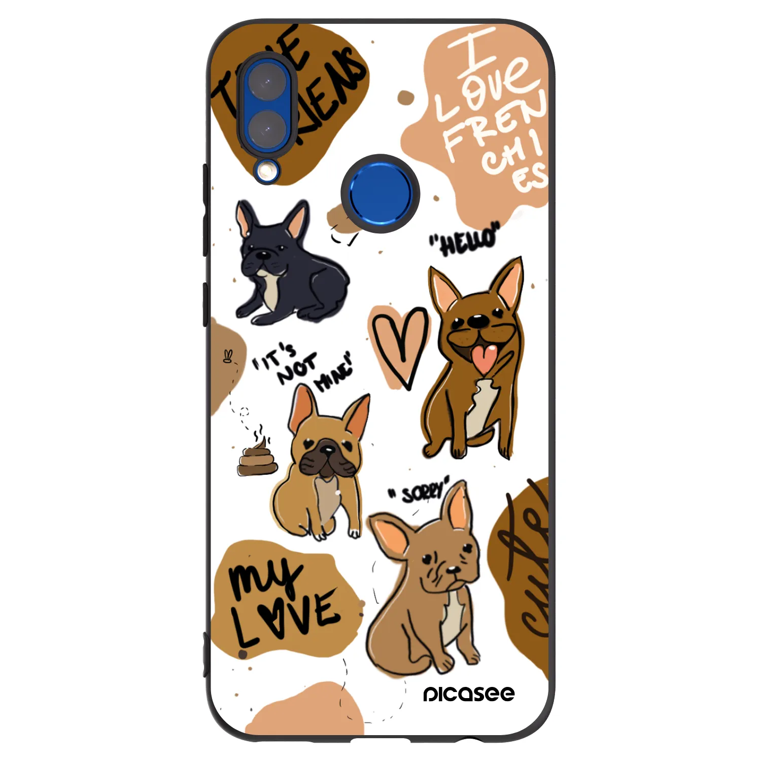 Picasee silikonový černý obal pro Honor 10 Lite - Frenchies