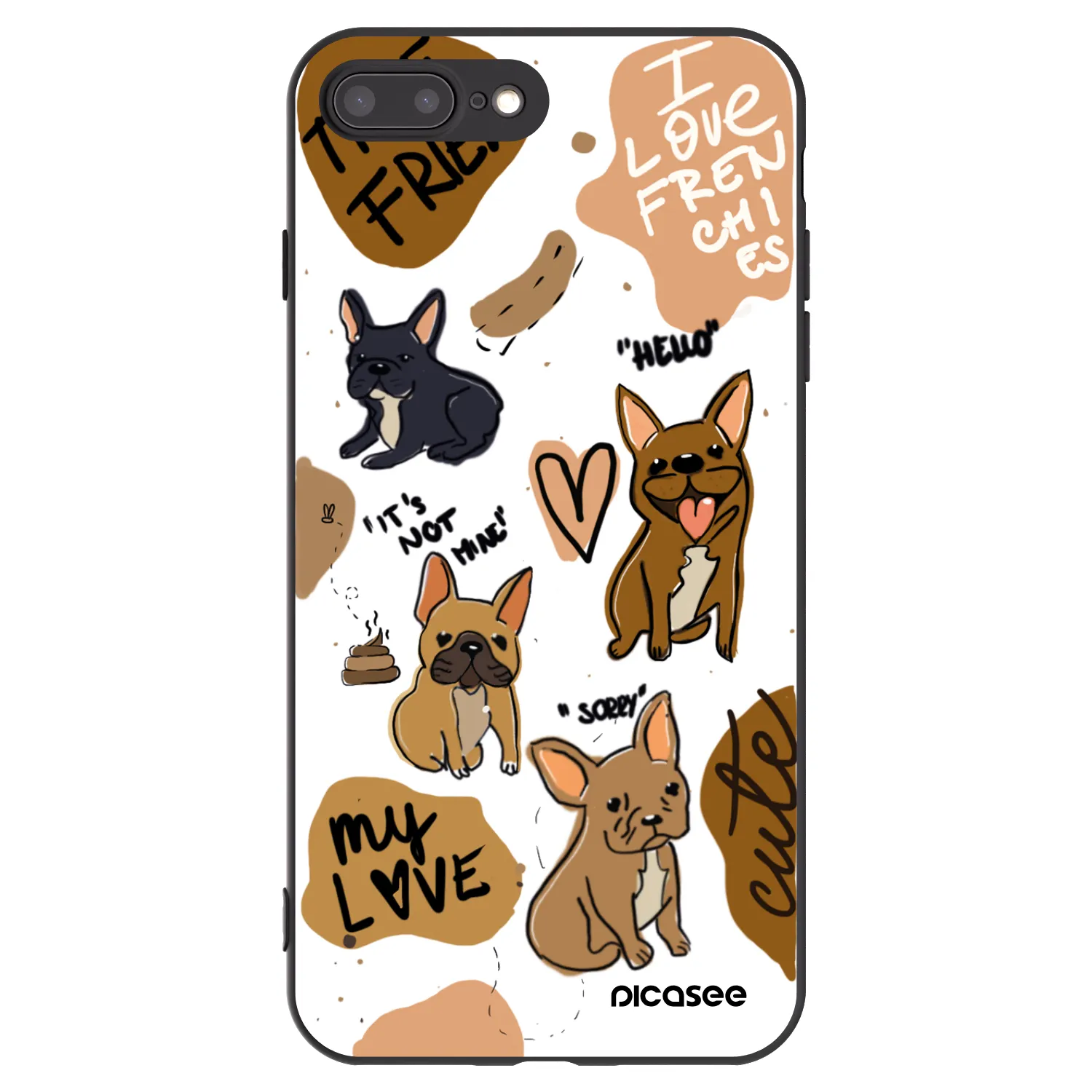 Picasee silikonový černý obal pro Apple iPhone 7 Plus - Frenchies