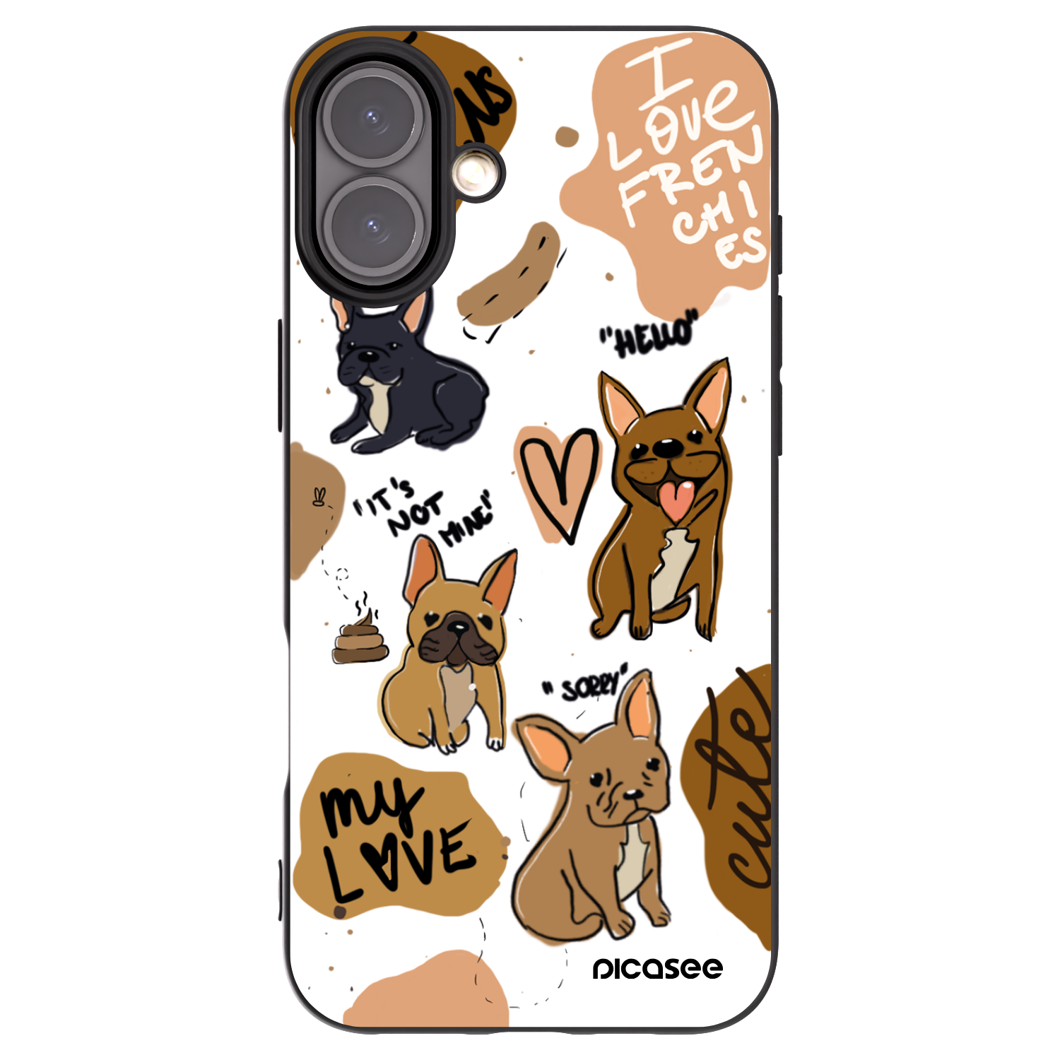 Picasee silikonový černý obal pro Apple iPhone 16 Plus - Frenchies