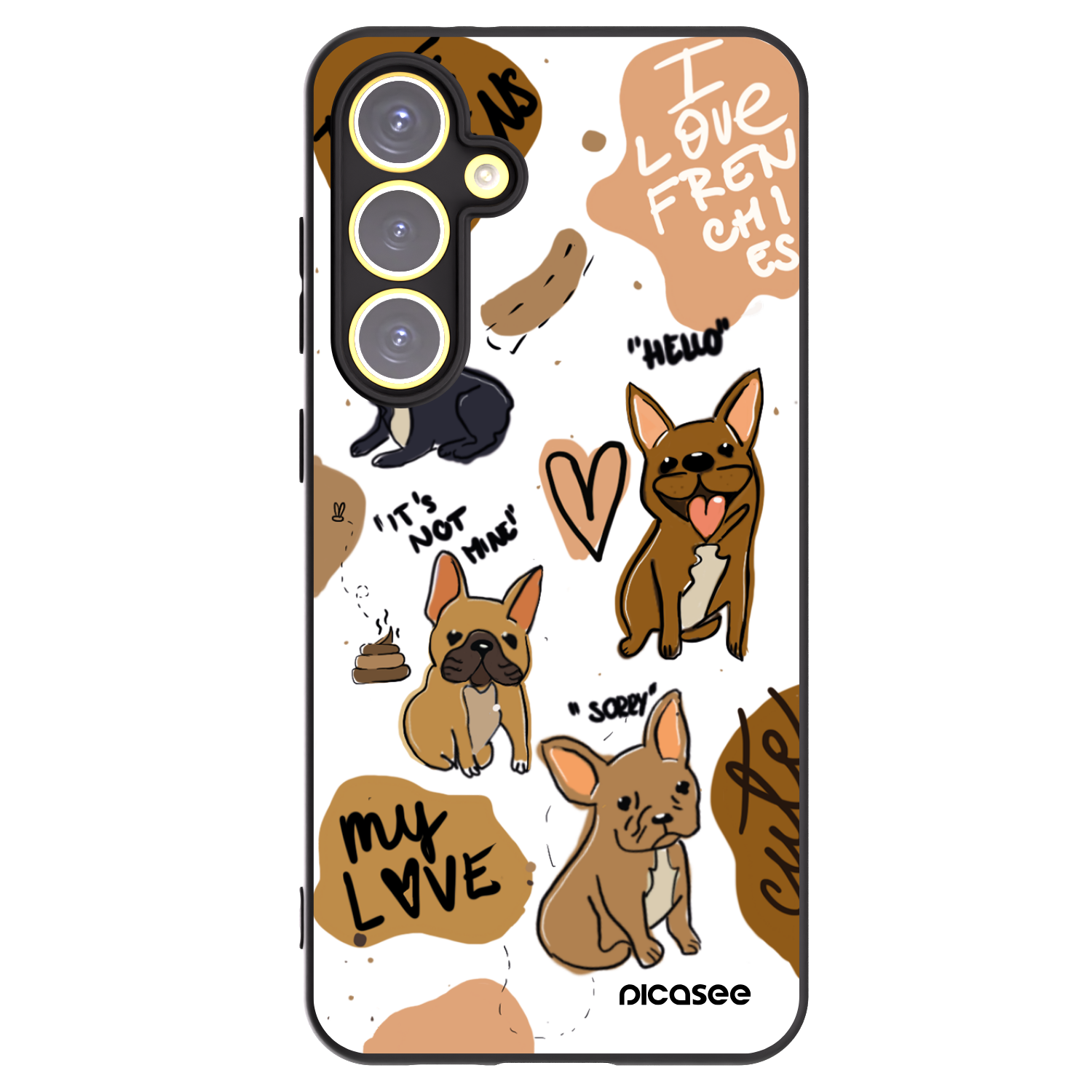 Picasee silikonový černý obal pro Samsung Galaxy S24 FE S721B - Frenchies