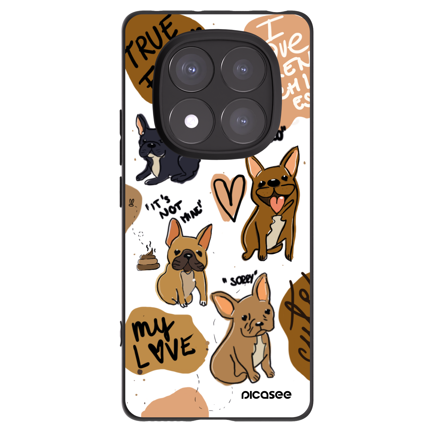 Picasee silikonový černý obal pro Xiaomi Redmi Note 14 Pro 5G - Frenchies
