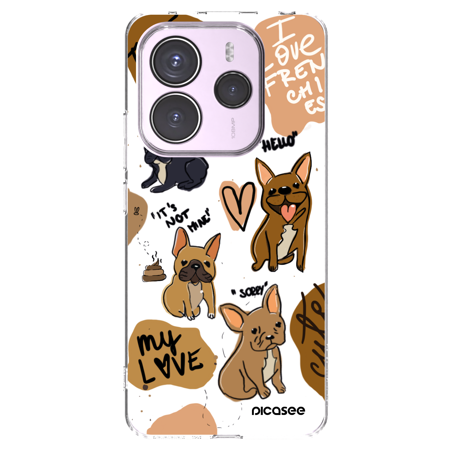 Picasee silikonový průhledný obal pro Xiaomi Redmi Note 14 5G - Frenchies