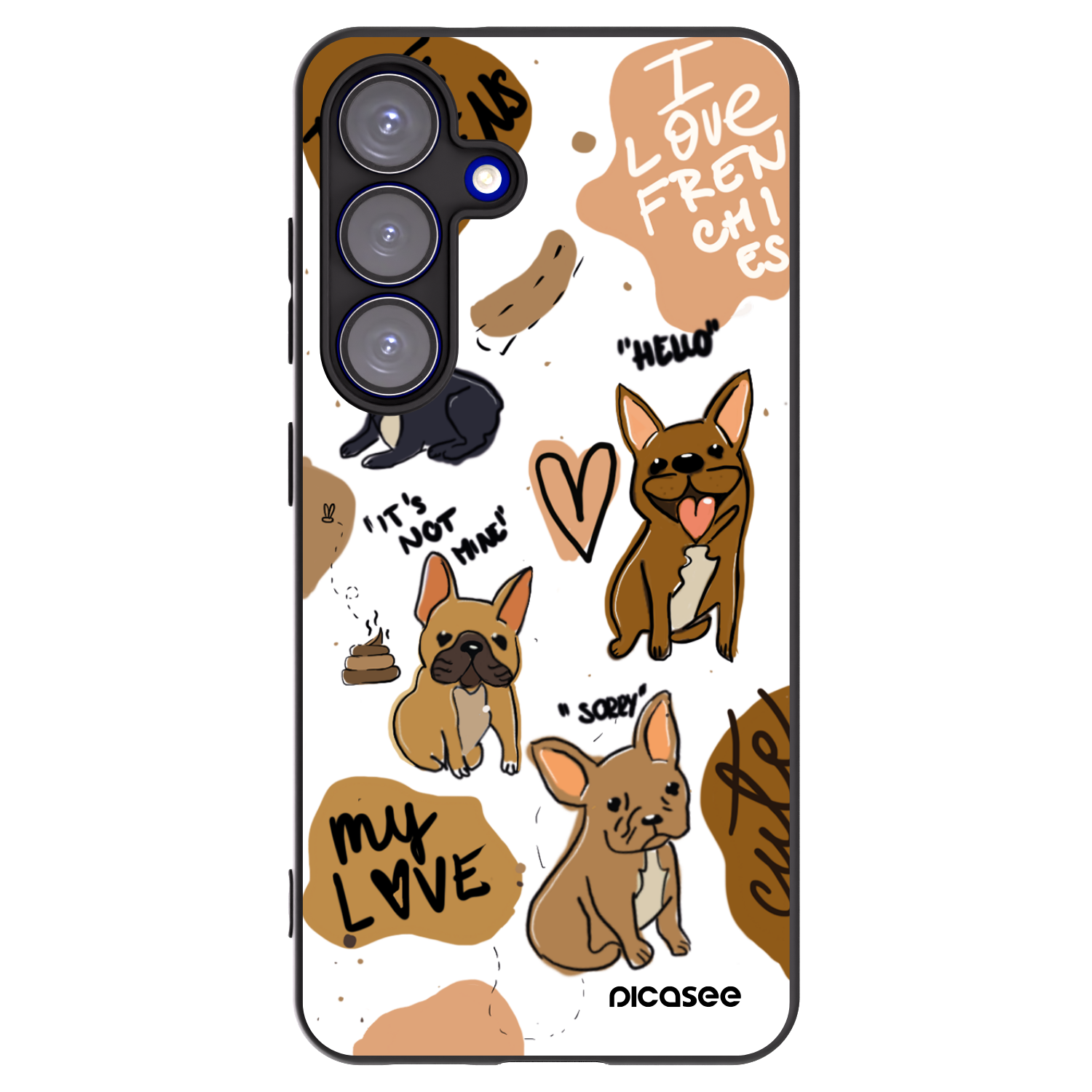 Picasee silikonový černý obal pro Samsung Galaxy S25 5G - Frenchies