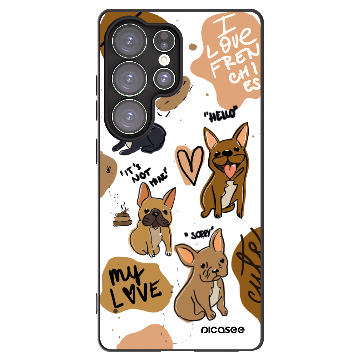 Picasee silikonový černý obal pro Samsung Galaxy S25 Ultra 5G - Frenchies