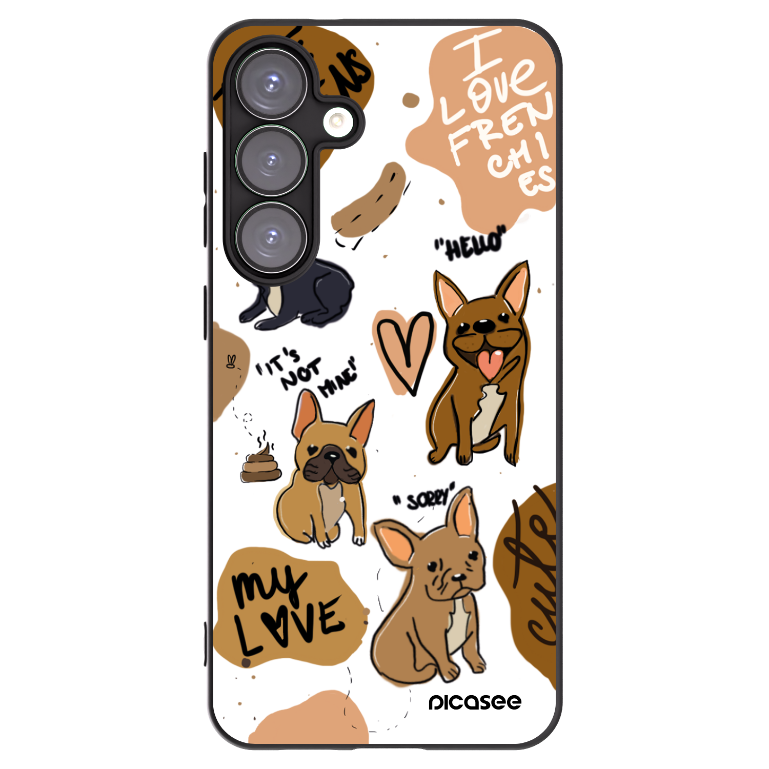 Picasee silikonový černý obal pro Samsung Galaxy S25+ 5G - Frenchies
