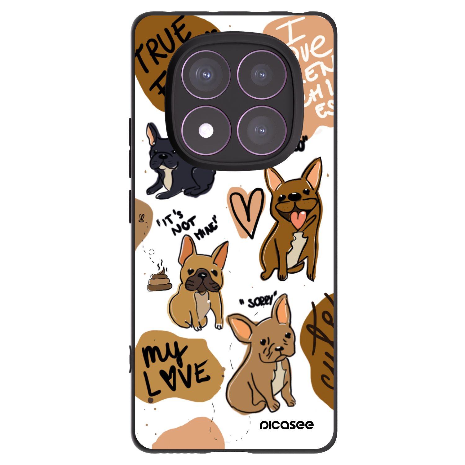 Picasee silikonový černý obal pro Xiaomi Redmi Note 14 Pro 4G - Frenchies
