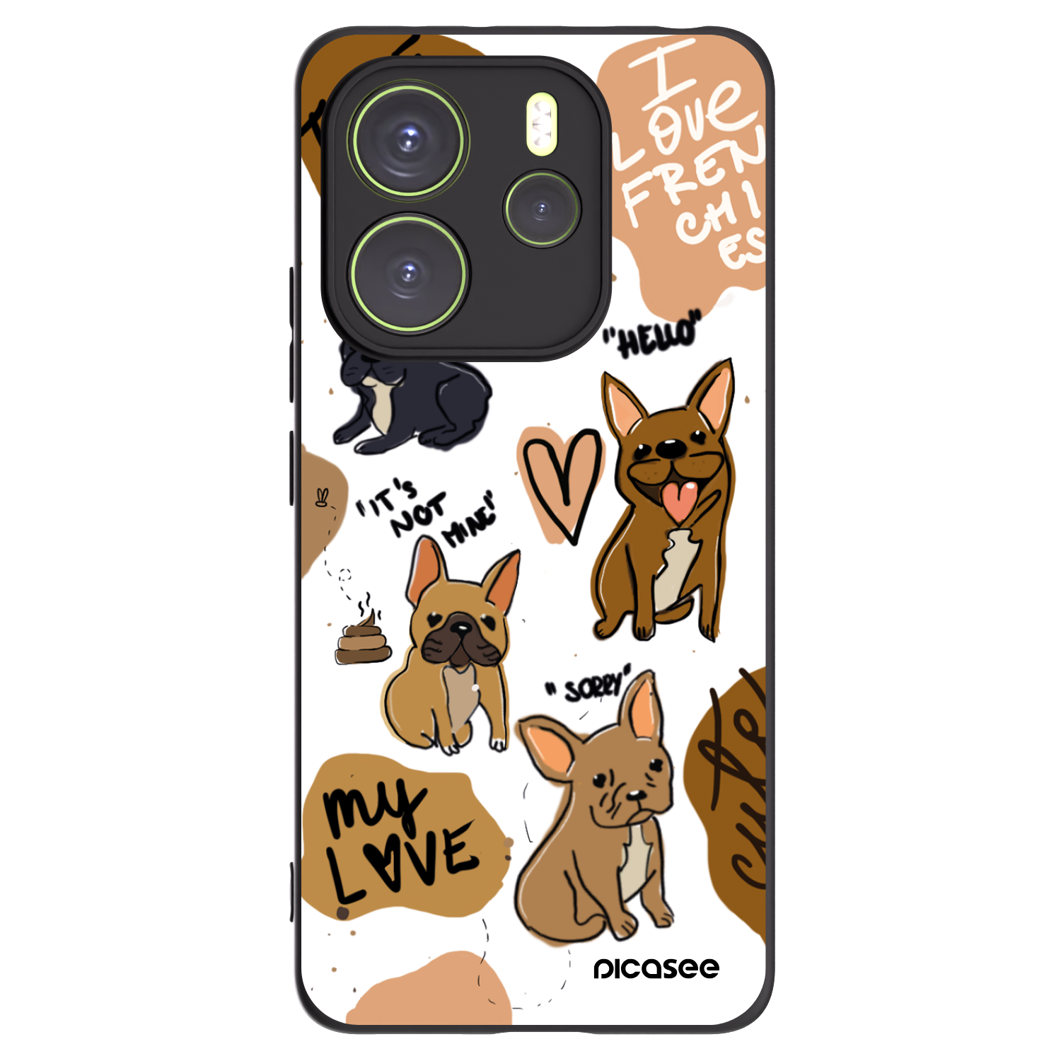 Picasee silikonový černý obal pro Xiaomi Redmi Note 14 4G - Frenchies