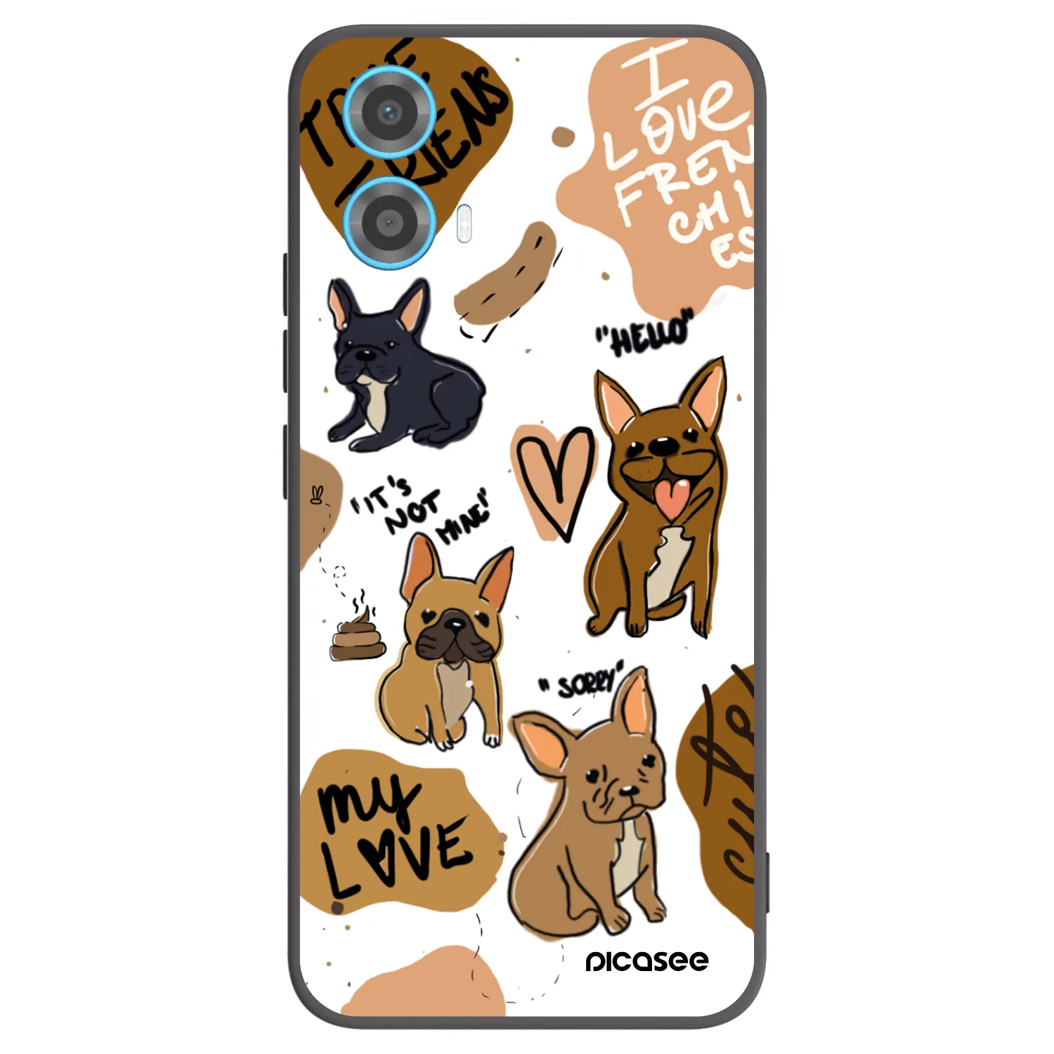 Picasee silikonový černý obal pro Motorola Moto G34 5G - Frenchies
