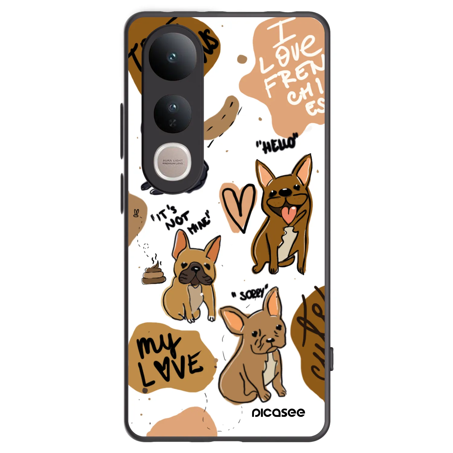 Picasee silikonový černý obal pro Vivo V50 Lite 5G - Frenchies