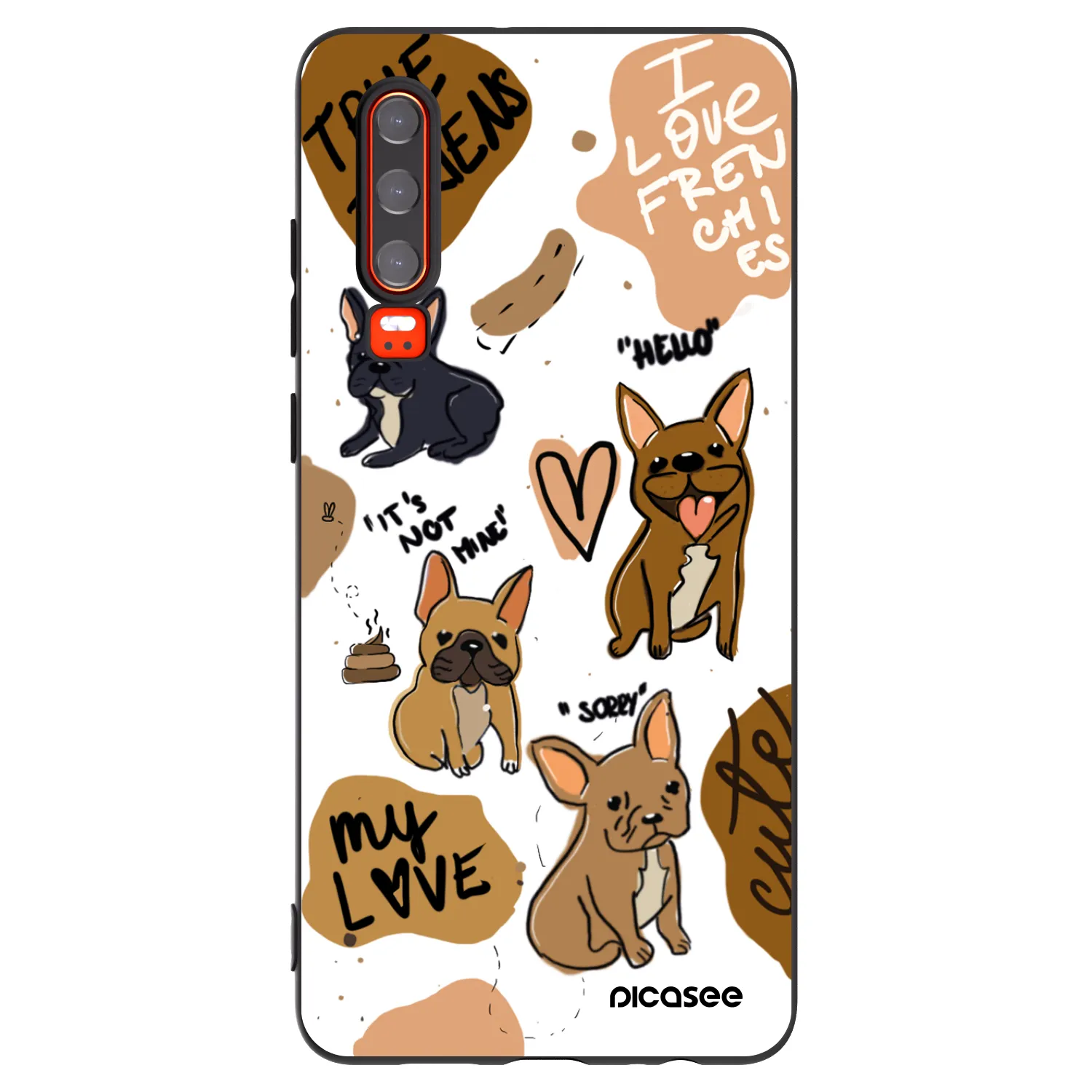 Picasee silikonový černý obal pro Huawei P30 - Frenchies