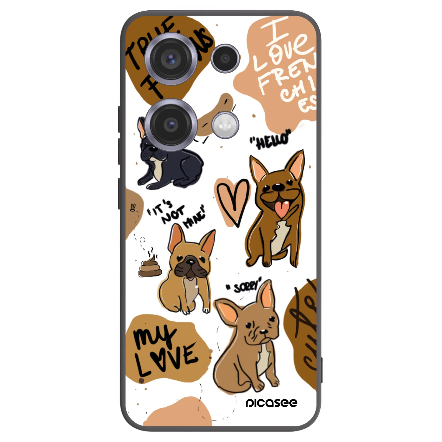 Picasee silikonový černý obal pro Xiaomi Redmi Note 14S - Frenchies