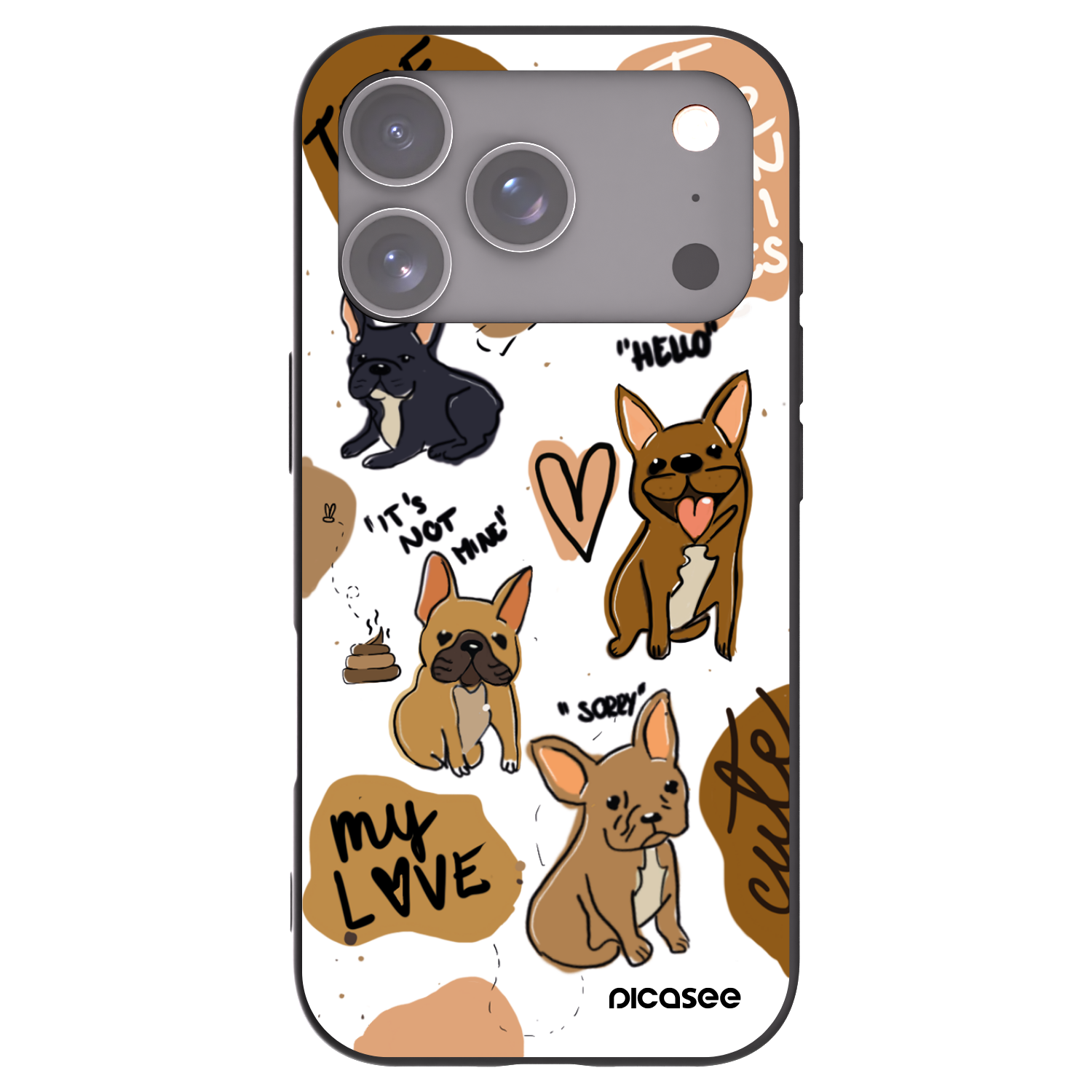 Picasee silikonový černý obal pro Apple iPhone 17 Pro - Frenchies