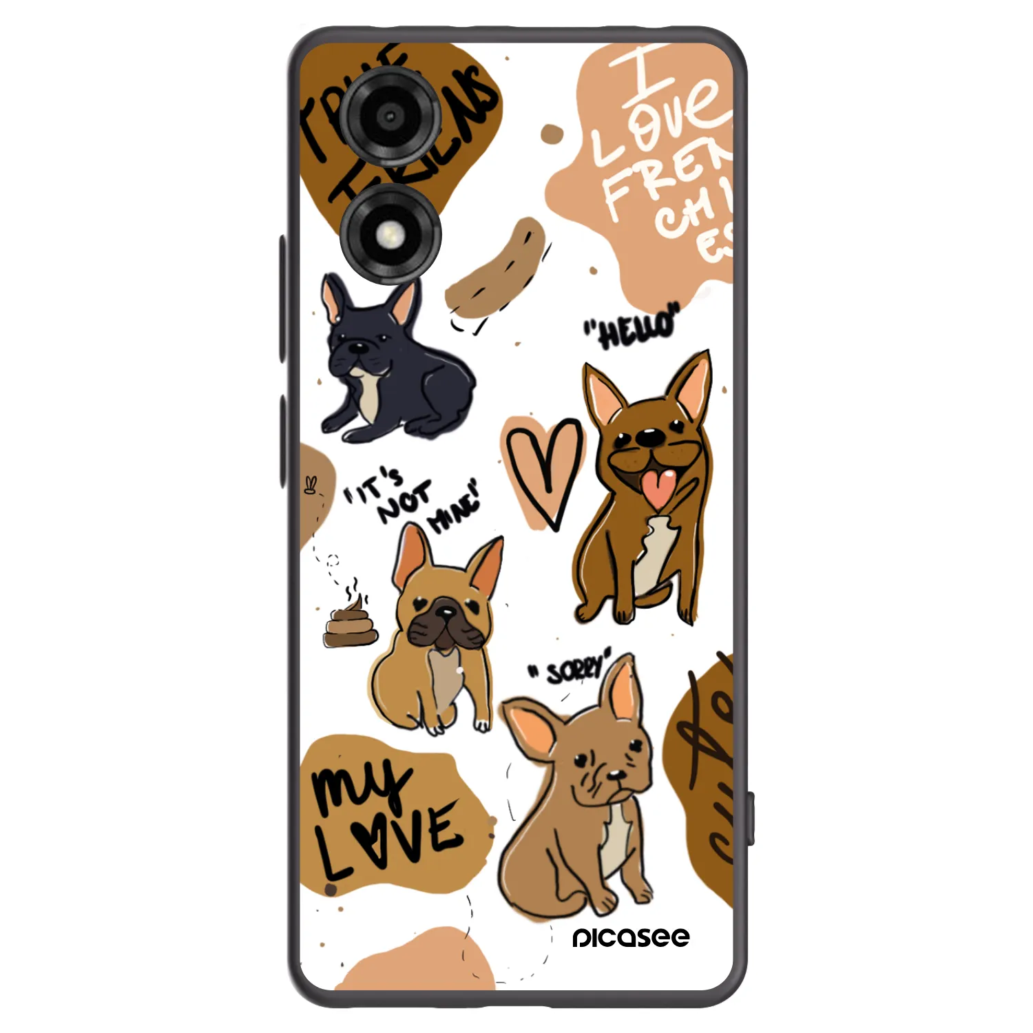 Picasee silikonový černý obal pro Motorola Moto E14 - Frenchies