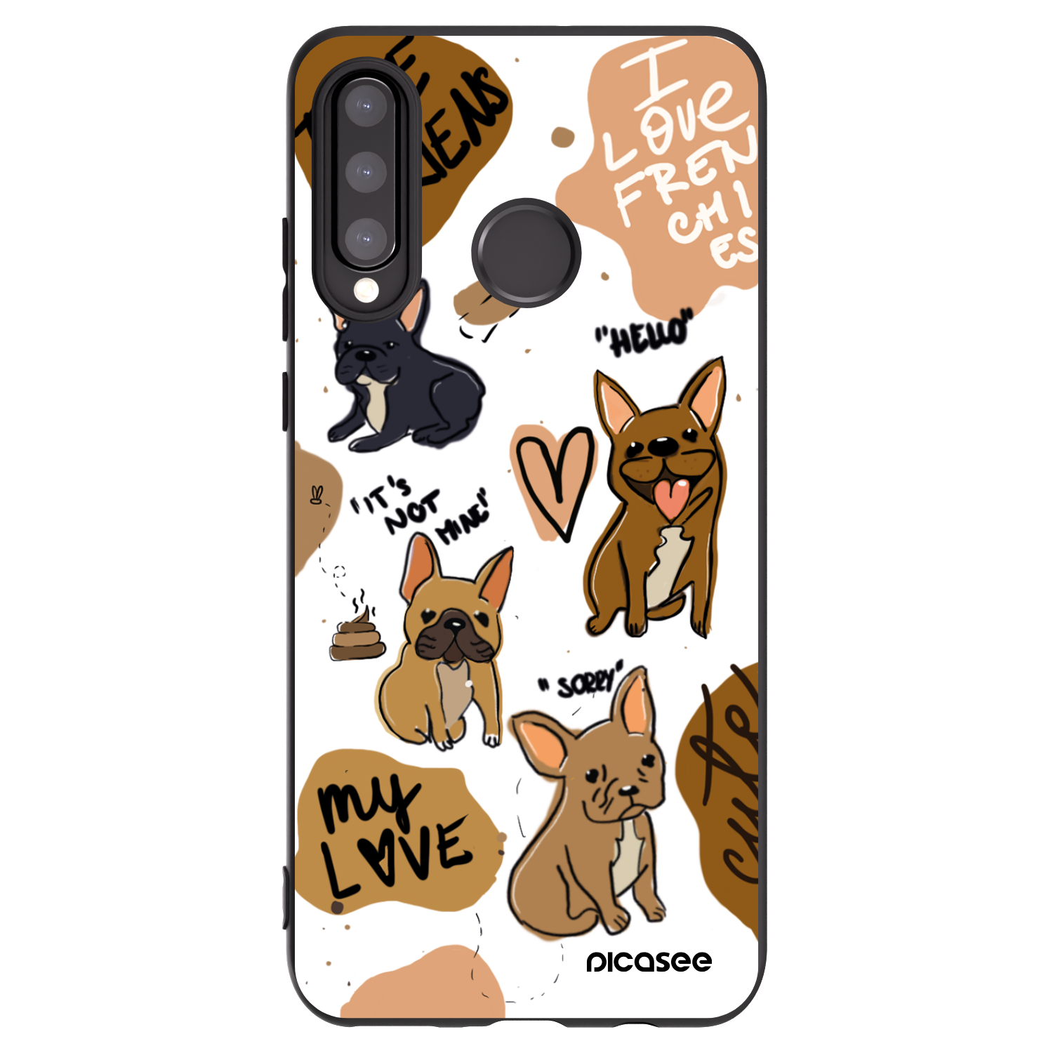 Picasee silikonový černý obal pro Huawei P30 Lite - Frenchies