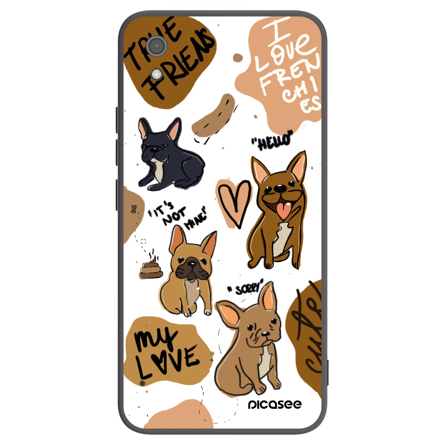 Picasee silikonový černý obal pro Xiaomi Redmi 7A - Frenchies
