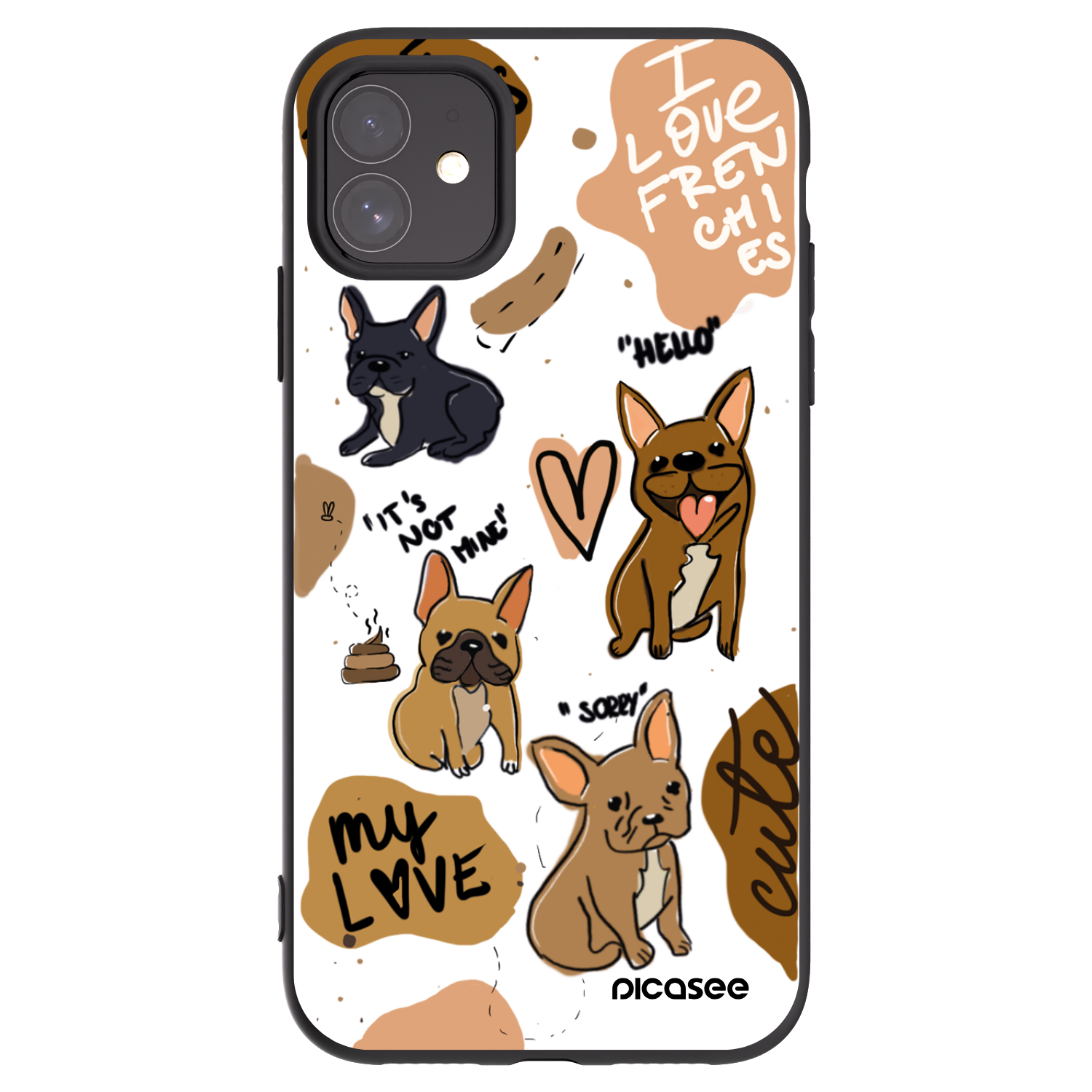 Picasee silikonový černý obal pro Apple iPhone 11 - Frenchies